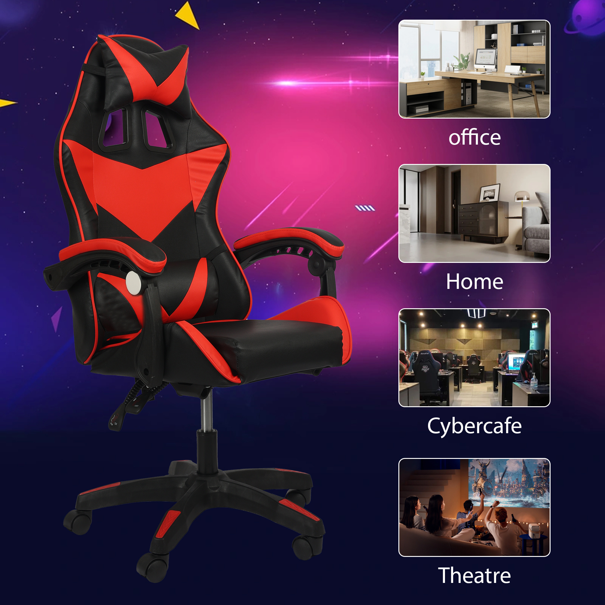 Ergonomic Gaming Chair, Adjustable Height and Lumbar Support