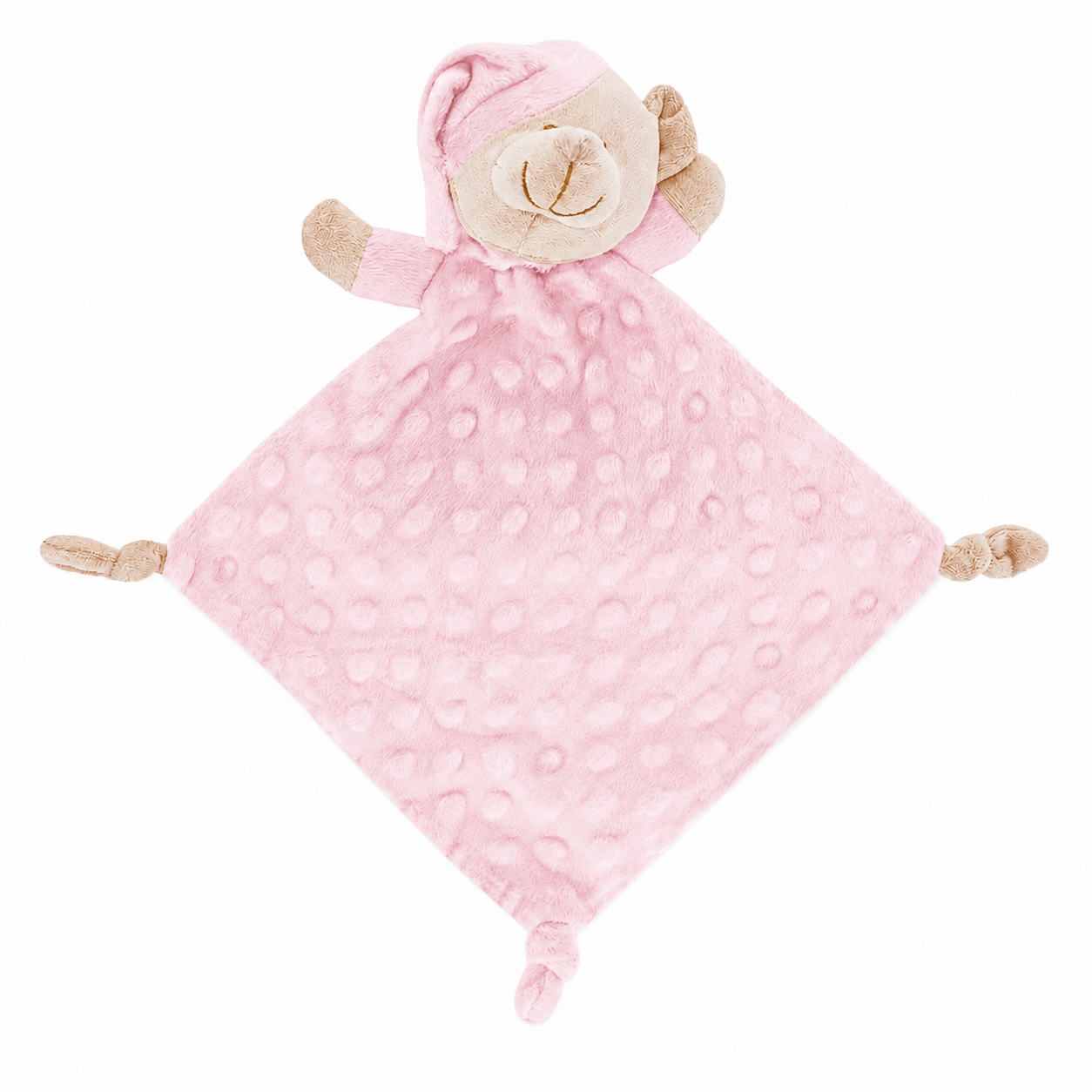 TEMU Doudou para Bebé 24 x 24 cm, de Apego con Osito de Peluche， con relieve de y esquinas anudadas. Compacto para carrito, viajes y regalo de .