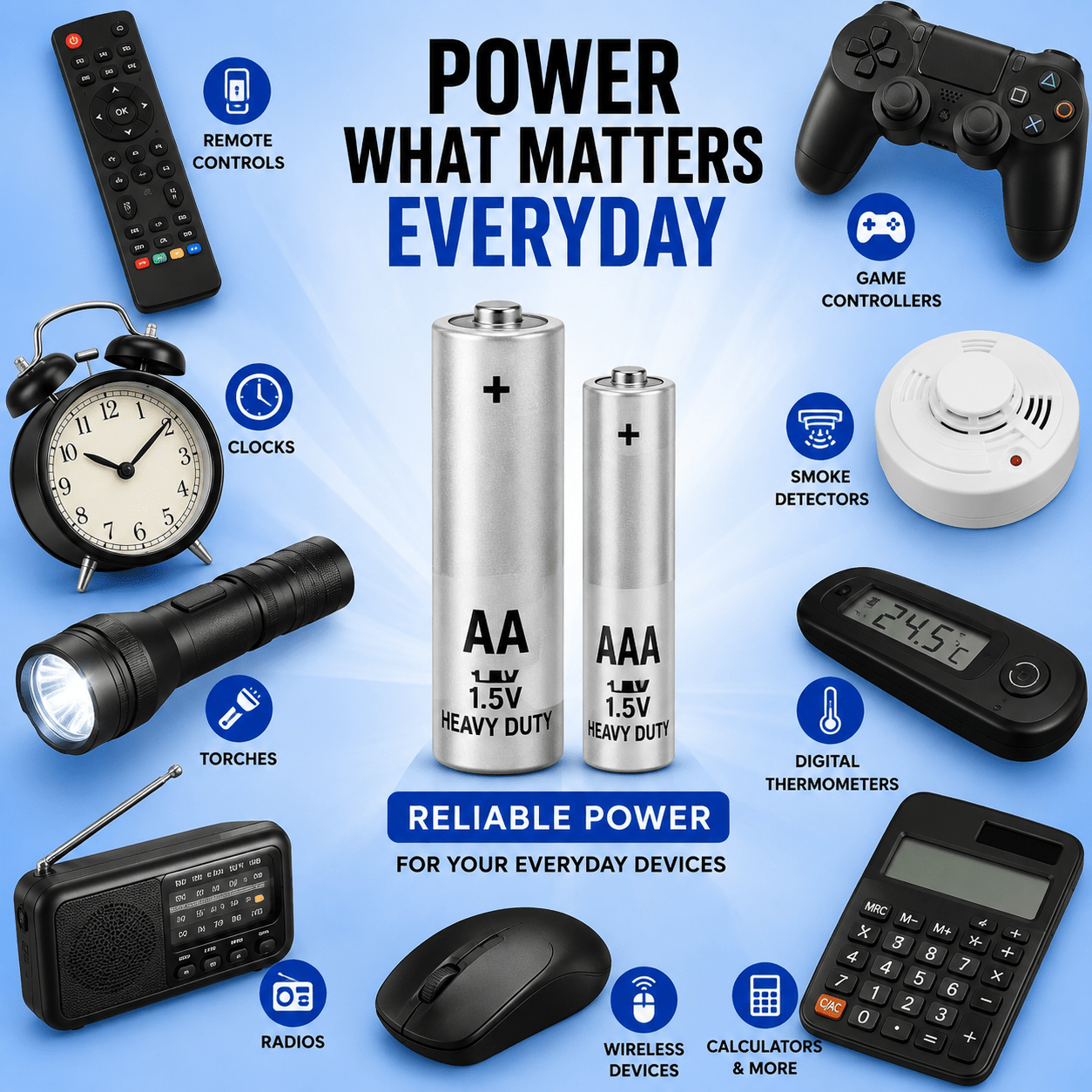 AA & AAA Batteries Mixed Pack, Long Lasting 1.5V