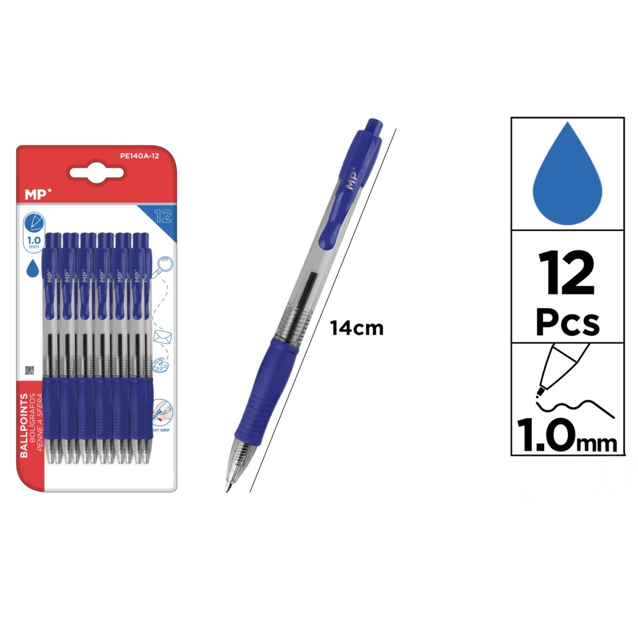 TEMU Pack de 12 Bolígrafos de Tinta 1,0 mm, Escritura para , Oficina, Estudio y Papelería
