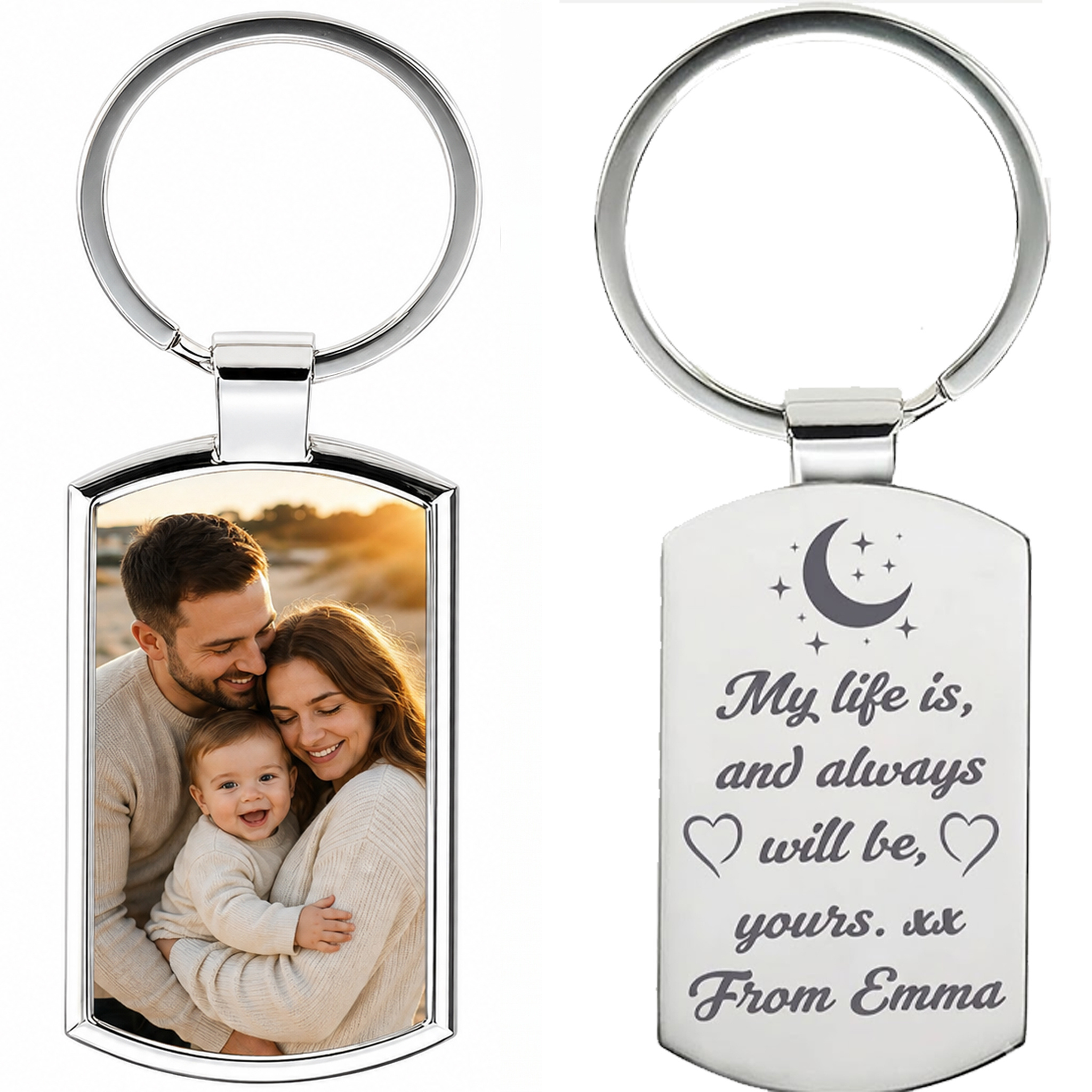 TEMU Custom Photo Keychain Personalized Picture With Engraved Text Keyring Stainless Steel Memorial Keepsake Gift For Mom Dad Couples Boyfriend