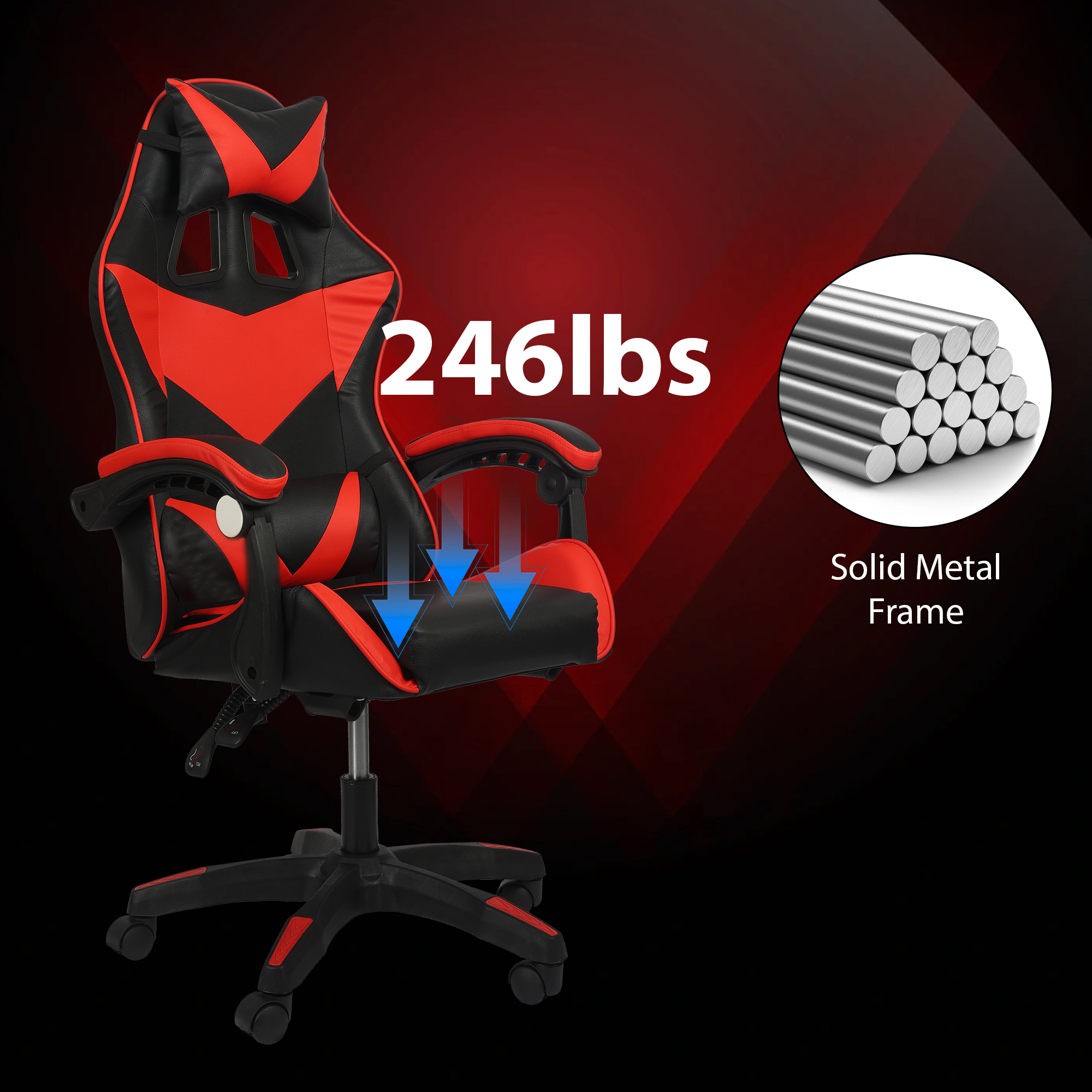 Ergonomic Gaming Chair, Adjustable Height and Lumbar Support