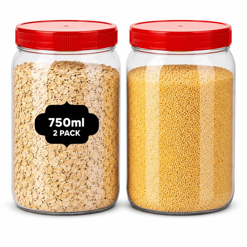 TEMU 2-pack | 750ml Clear Storage Jars With | Pet Food Storage Containers For Spices, Herbs, Seasoning, Sweets & Kitchen Organisation