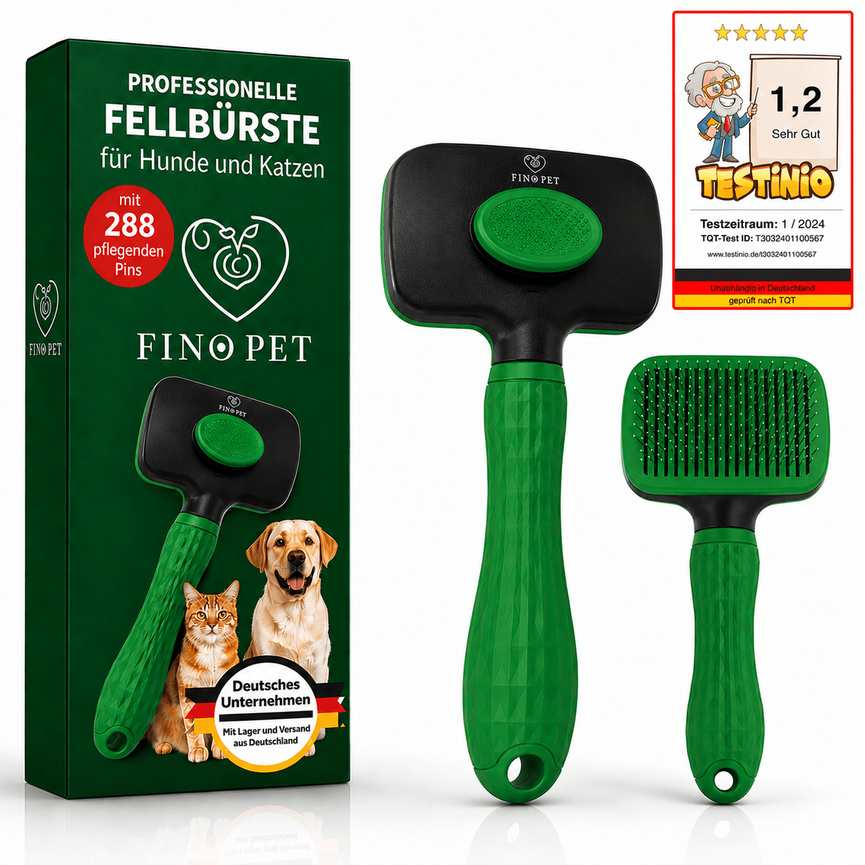 Image of Finopet Dog Brush Cat Brush For Types With Automatic Self-cleaning Button Pin Brush For Removing Matting And Knots Grooming Tool Suitable For Puppies