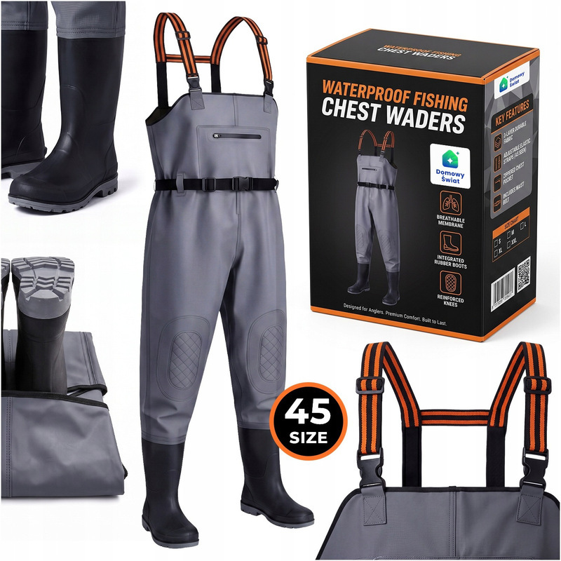 Waterproof Reinforced Rubber Fishing Waders Size 45