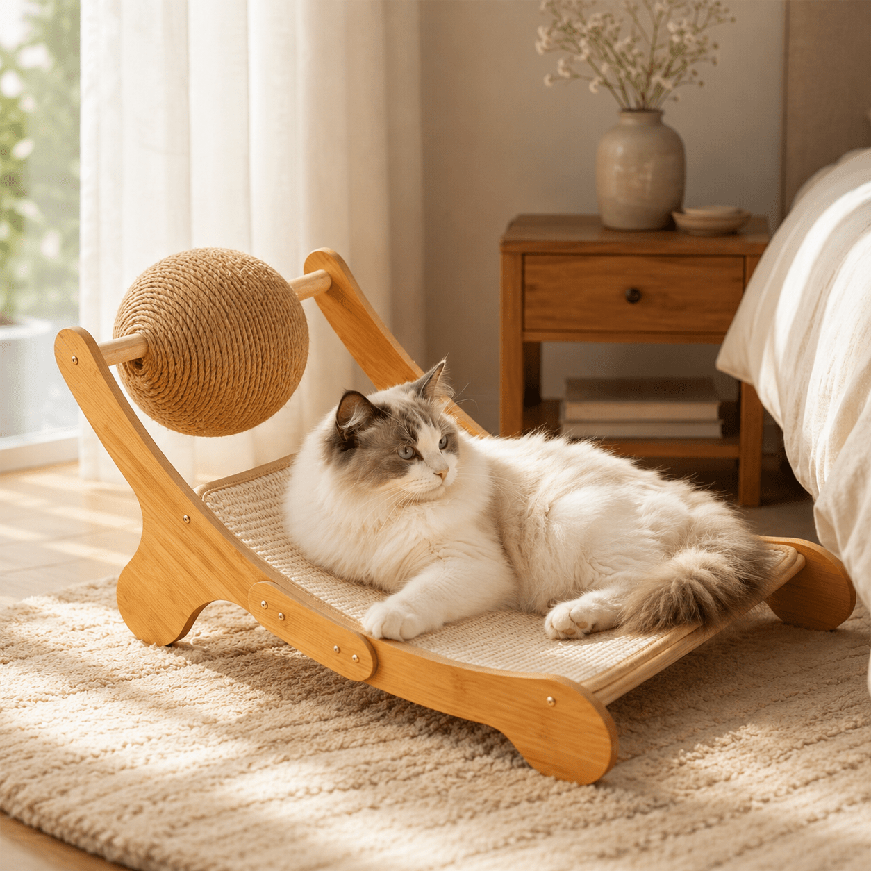 PETIUM Rascador para Gatos con de Sisal, Hamaca Tipo Sofá y Mueble de Descanso para Gatos de Interior, Juguete Duradero y Resistente al