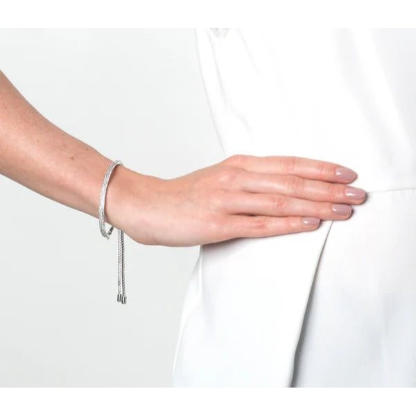 Women's Elegant Adjustable Slider Bracelet with Sparkling Stone Accents