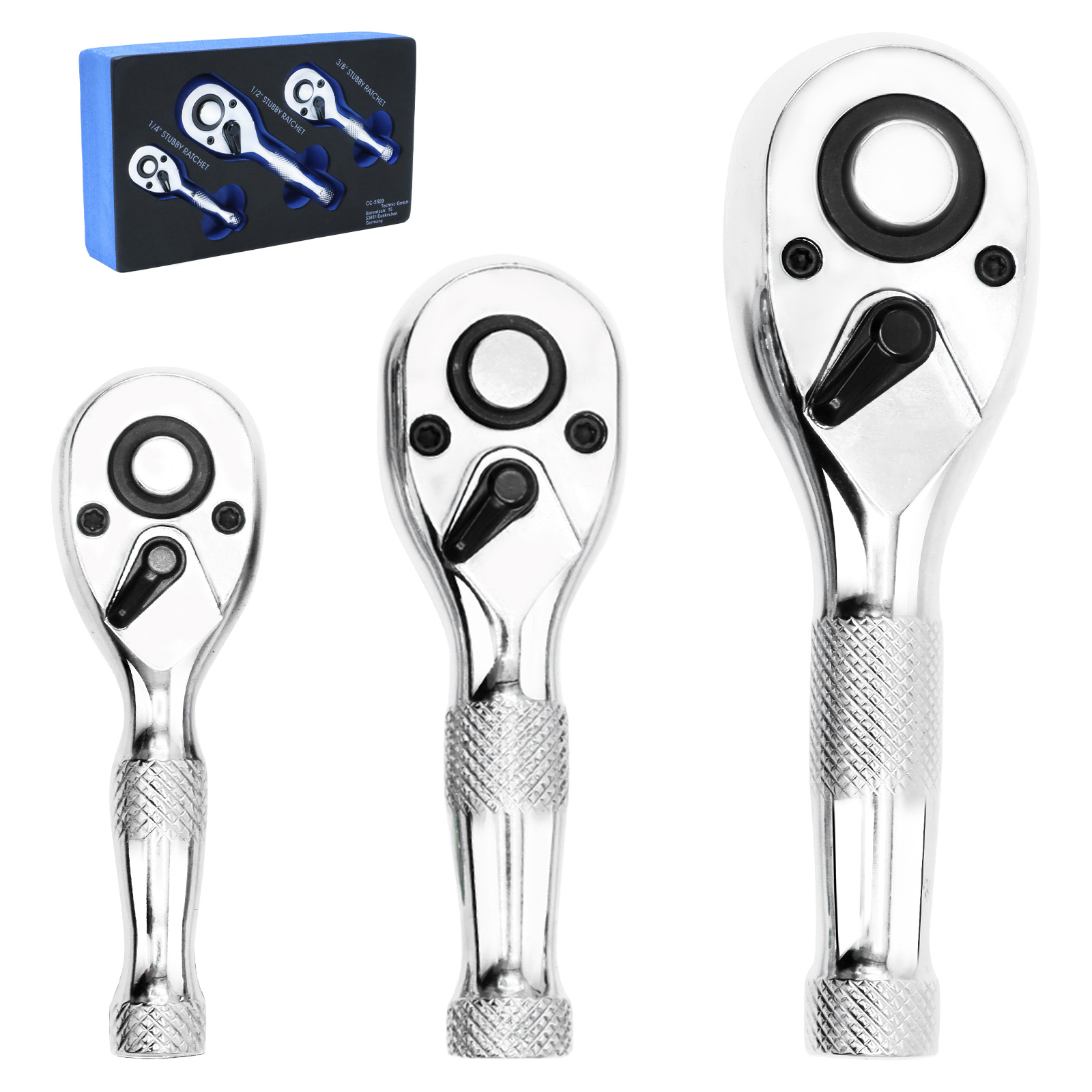 TEMU Mini Ratchet Wrench Set, 3-piece, 1/2", 1/4", 3/8" Inch, Fine-tooth Ratchet With 72 Teeth, Made Of Crv Steel