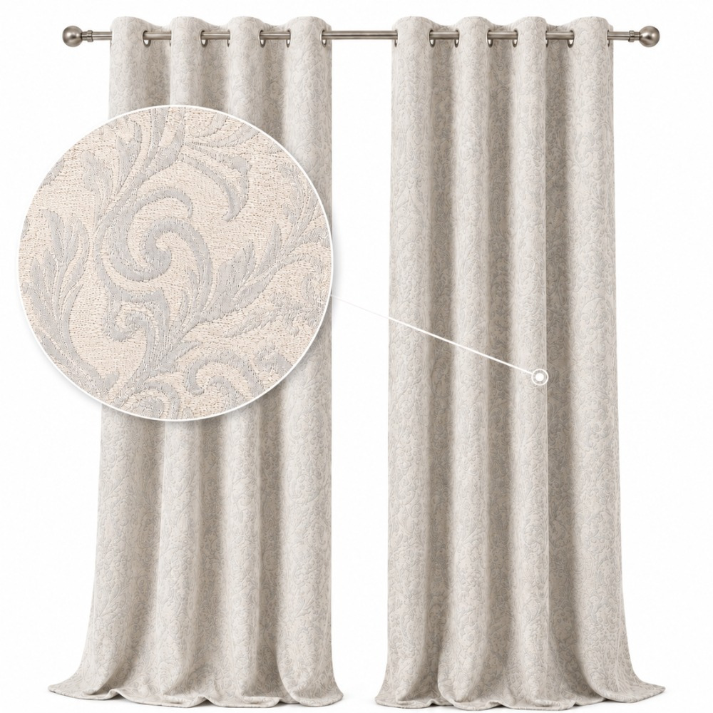 TEMU 2pcsthermal Eyelet Curtains 46x72 Inch Drop - Fully Lined Room Darkening Curtains, Textured Jacquard Cotton Curtains For Bedroom & Living Room