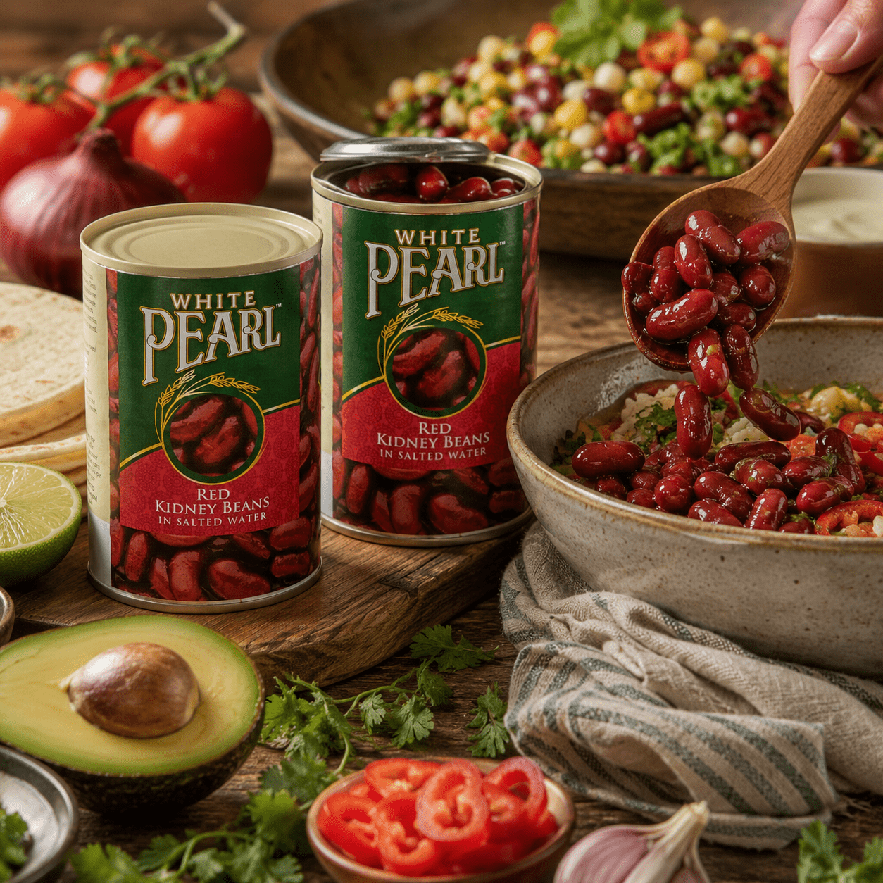 White Pearl Red Kidney Beans 400g × 12 Cans