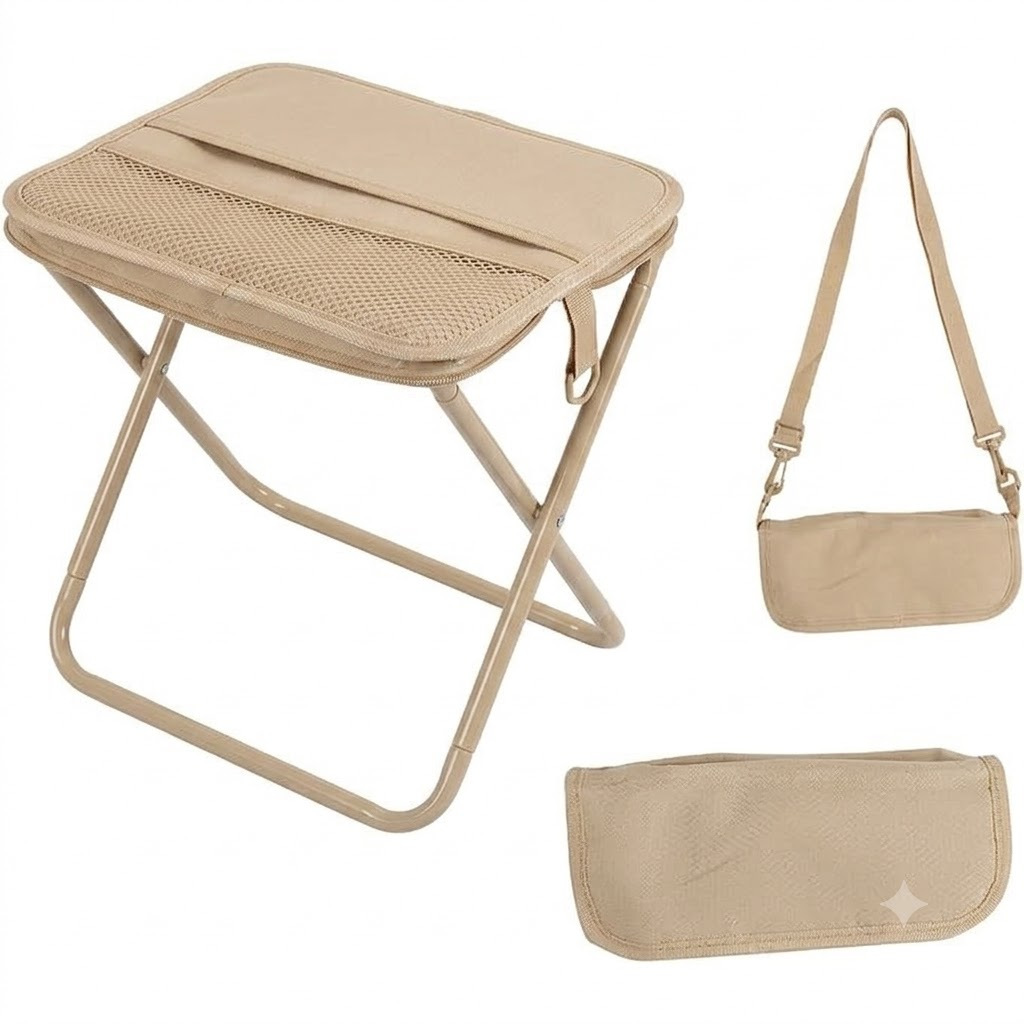 TEMU Taburete y silla plegable portátil con correa de transporte para camping, pesca, picnic, interior y exterior