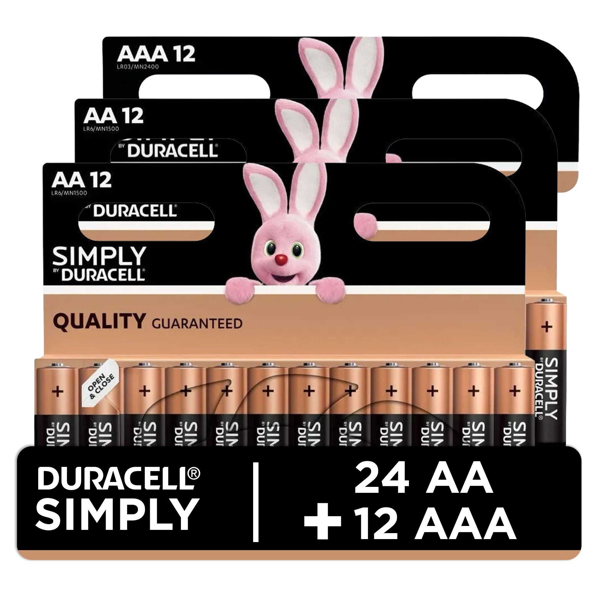 TEMU Duracell Simply Batteries – 24 Aa + 12 Aaa Alkaline Batteries | 36 Pack Long For Everyday Household Devices