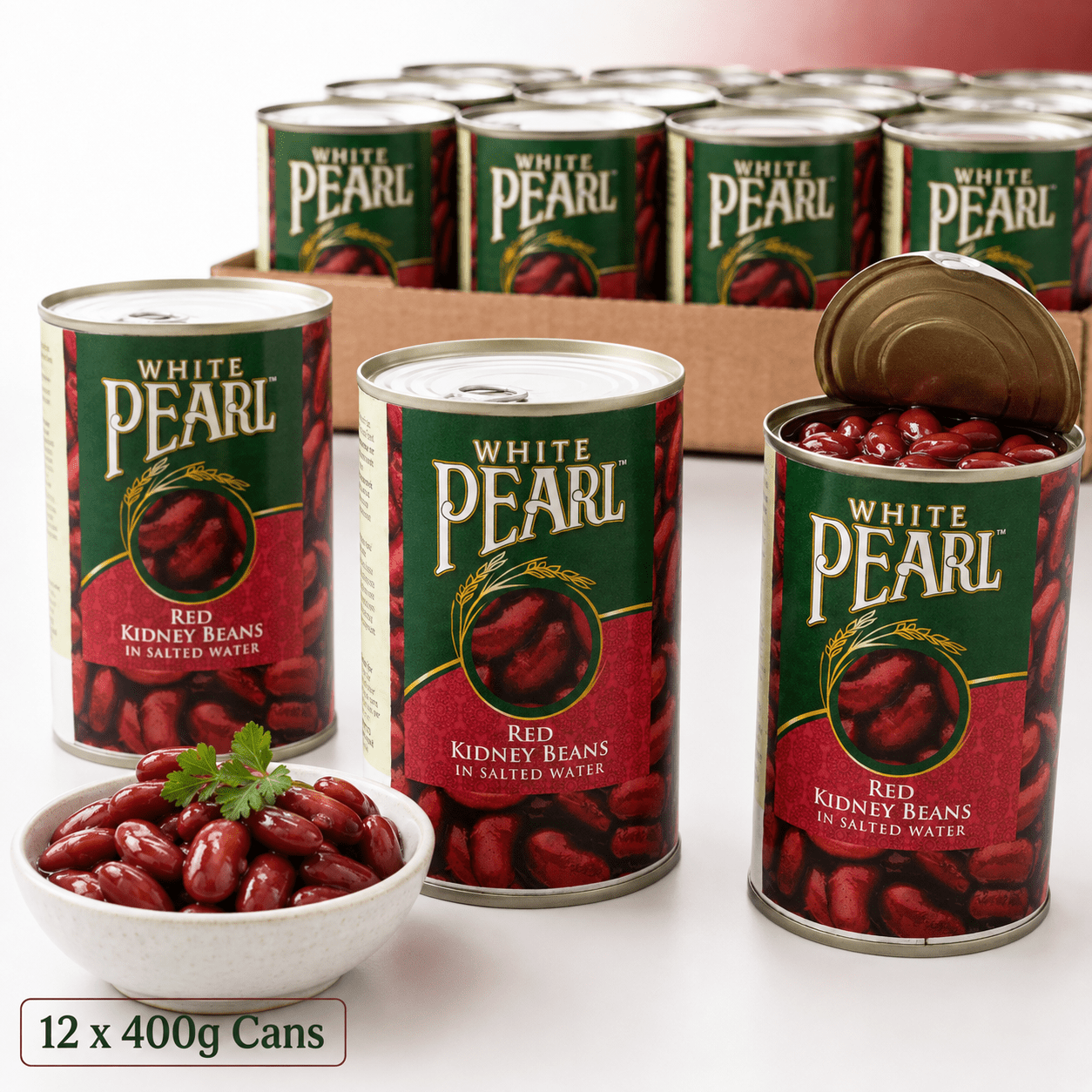 White Pearl Red Kidney Beans 400g × 12 Cans