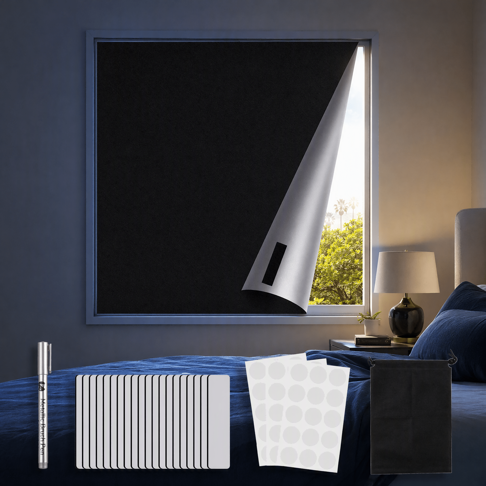 Image of No Drill Portable Blackout Curtain, X 145cm Hole-free Diy Temporary Window Shades, Blackout Curtains For Bedroom, Rv, Travel Use