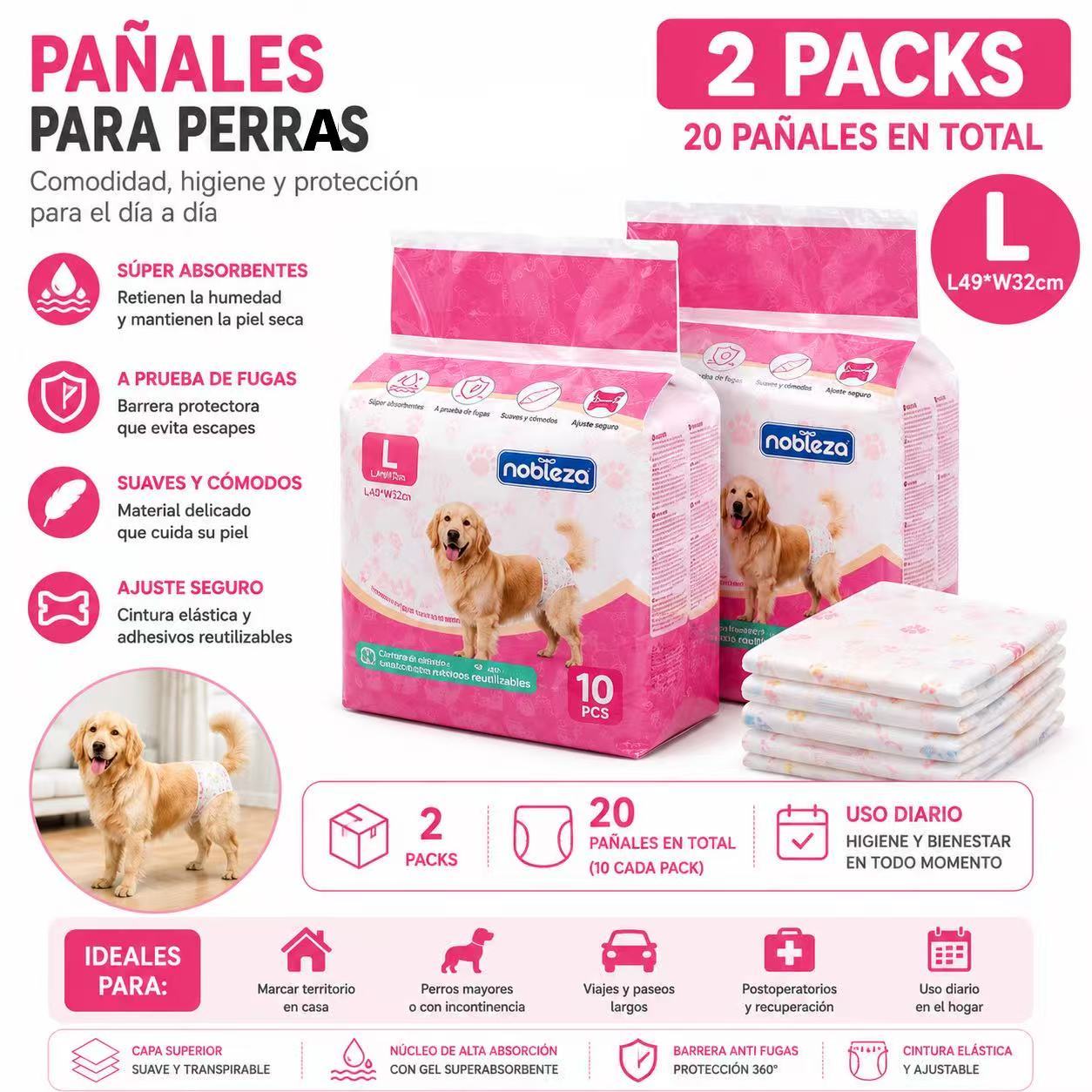 TEMU 20 Pañales para perro hembra talla XS/S/M/L/XL/XXL