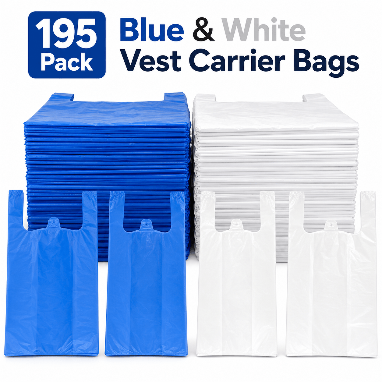 TEMU 195 Pack Strong Large Vest Carrier Shopping Bags With Handles 11 X 17 X 21" | Durable Heavy-duty Shopping Bags For Groceries, Retail, Takeaway &