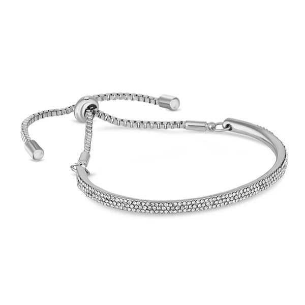Women's Elegant Adjustable Slider Bracelet with Sparkling Stone Accents