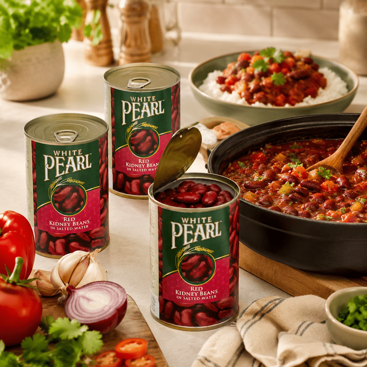 White Pearl Red Kidney Beans 400g × 12 Cans