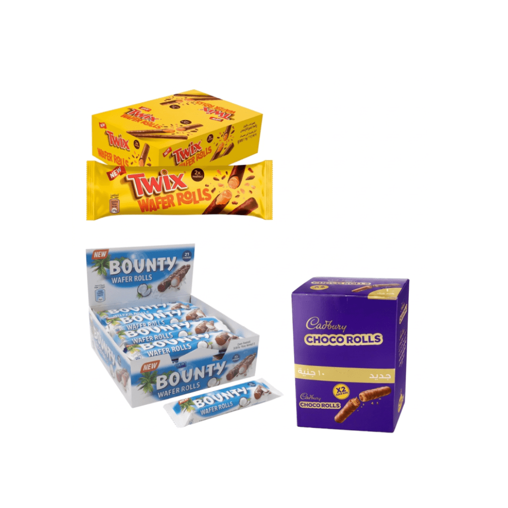 Chocolate Wafer Rolls Mix – Snickers, Twix, Bounty & Cadbury