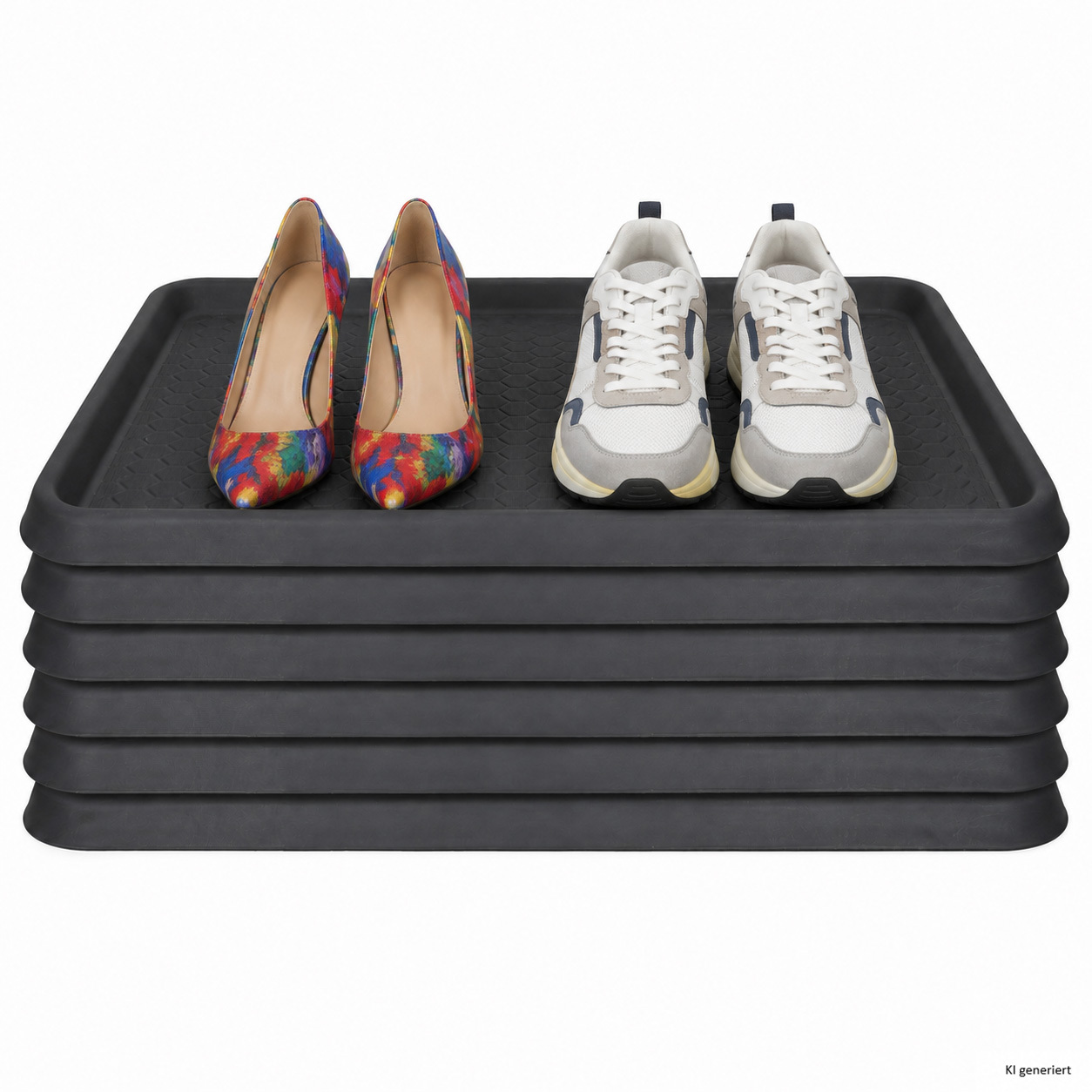 Image of 6-piece Set Shoe Black, Lxw60x40cm, Plastic Drip Mat With High Edge For Shoes, Pet Bowls, Plants, Cleaning And Renovation