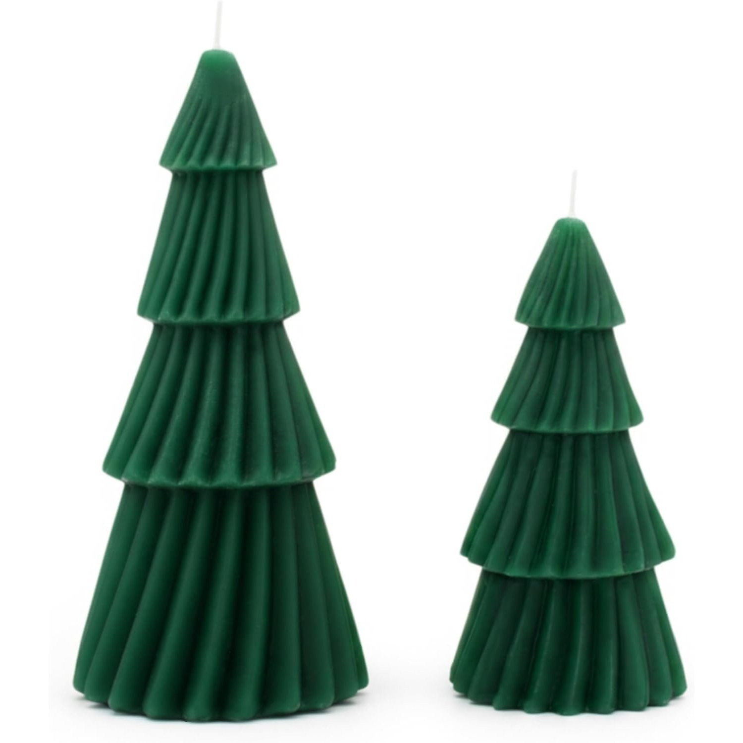 Image of Motif Pine Tree 2pcs - 17 Cm And 13 Cm | Real Wax, Long , Christmas Candle, Table Decoration