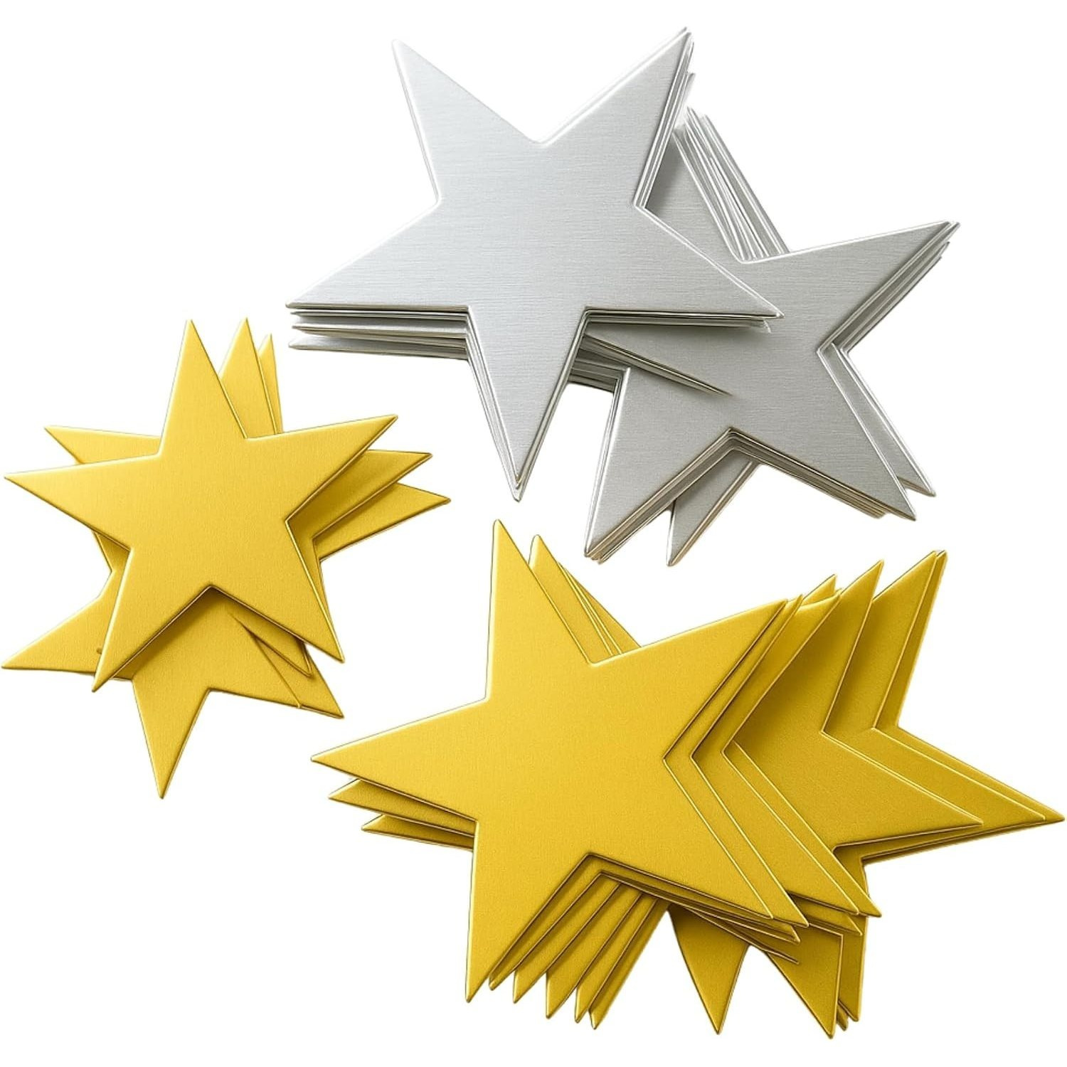 TEMU 50pcs Gold And Silver Card Stars, 3 Sizes 8.7cm To 12cm, Metallic Cardstock Star Cutouts, Star Confetti For Card Making, Scrapbooking, Christmas