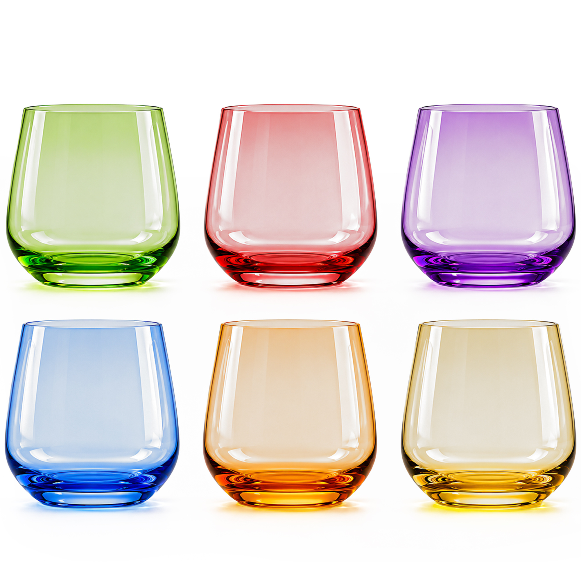 Image of 6-piece Set Of Colored Glass Drinking Glasses, 310 Ml – 6 Vibrant Water Glasses & Cocktail Glasses, Ideal For Juices, Iced Coffee, Iced Tea, And Drinks