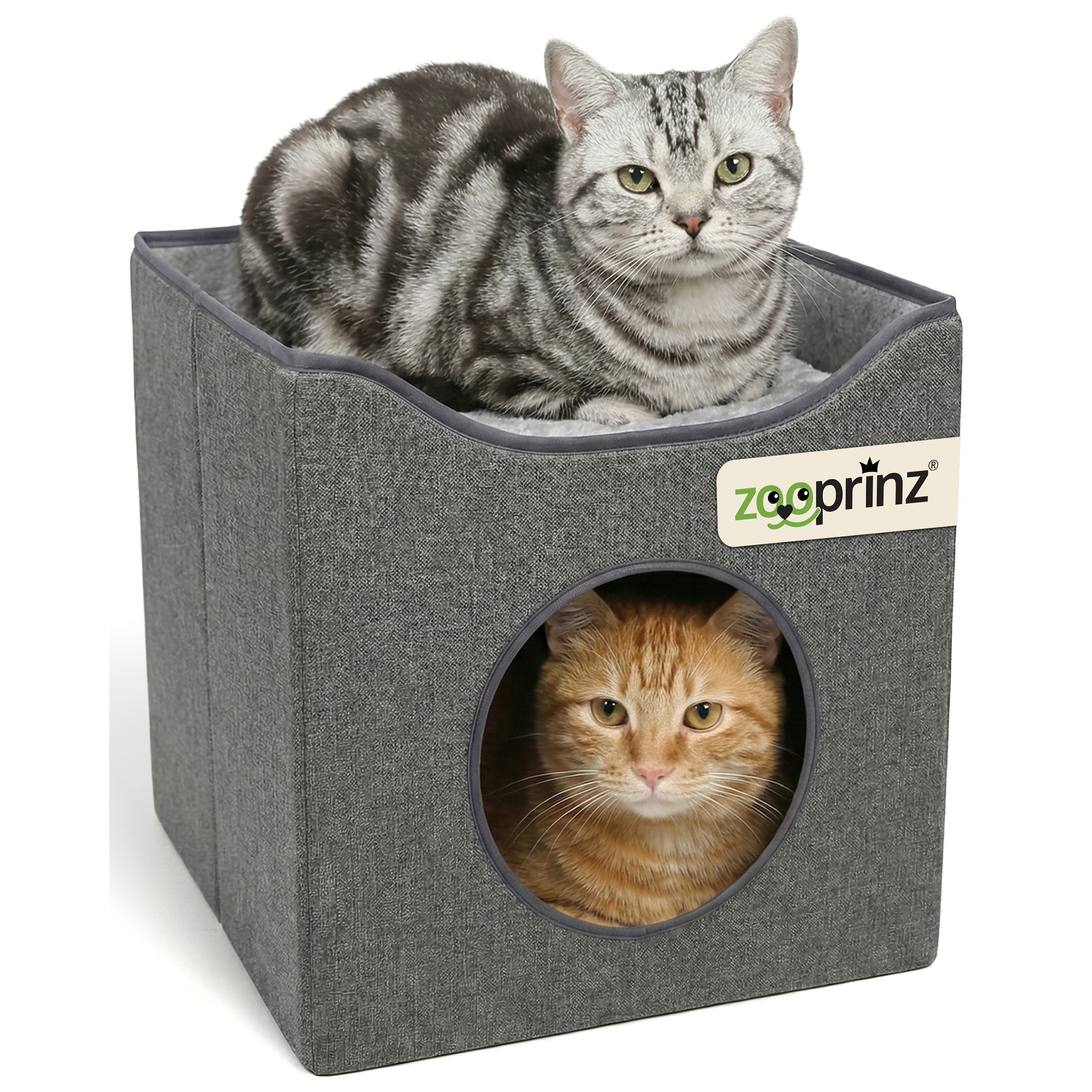 Image of Cozy Foldable Cat House In 11 Models – Cat Cave And Snuggle Den For Indoor Cats With Reversible Cushion, Scratching Surface, Lounging Area, Non-slip Bottom, Linen Fabric Gray, For Small And Large Cats