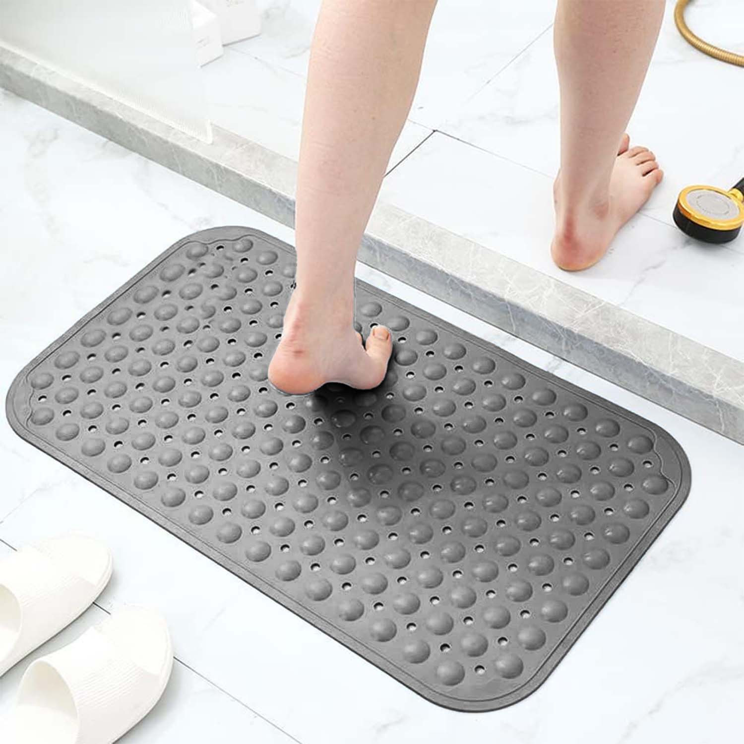 TEMU Extra Large Non-slip Bath & Shower Mat – Bathtub Mat With Strong Suction Cups, Drain Holes, Quick-dry Surface & Machine Washable Design, Safe