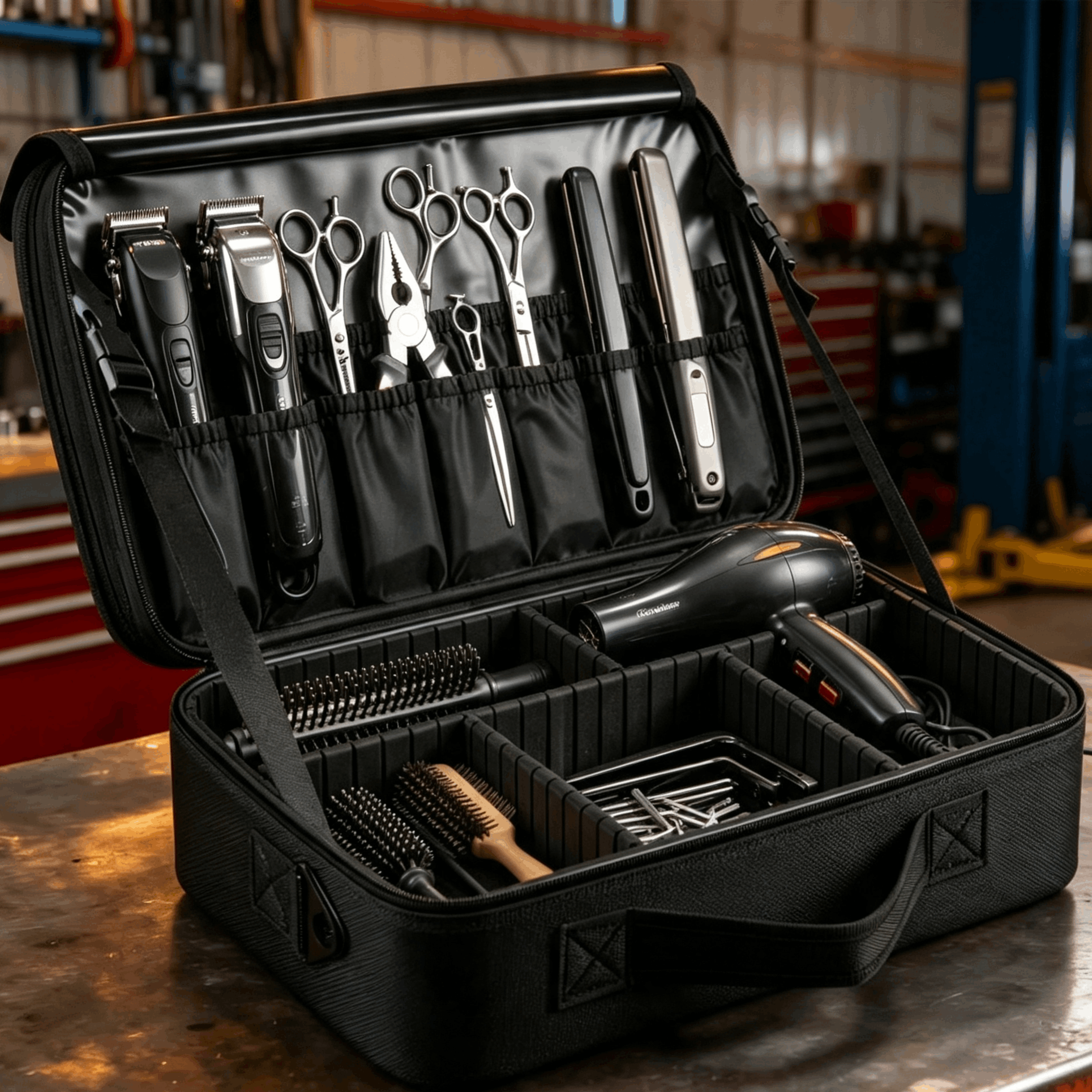 TEMU Multi Tool Storage Bag|barber Tools Bag Barber Case Hair Tools Travel Bag| Large Adjustable Dividers Multi-pocket Tool Organizer Diy And , Hair