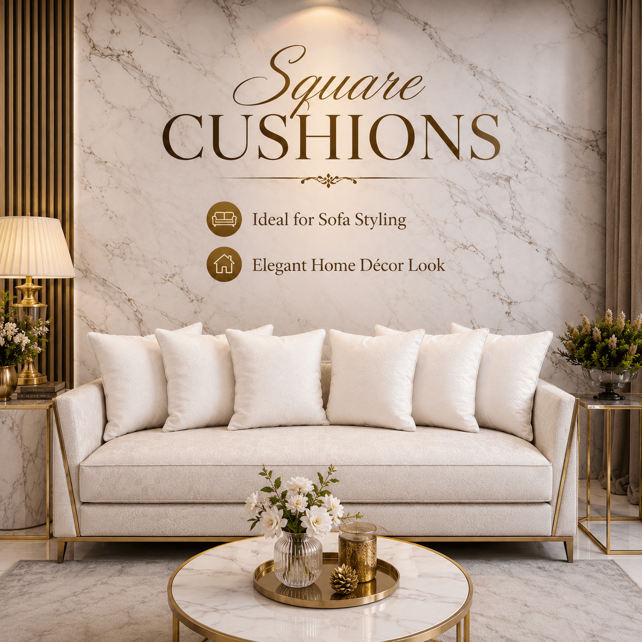 TEMU Pack Of 6 White Pads – Soft Plump Hollowfibre Cushion Inserts For Sofa, Bed & Living Room, Decorative Pillow For Home Décor, Christmas & Winter