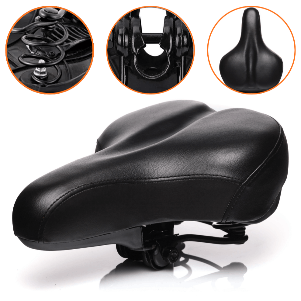 TEMU Sillín de bicicleta con muelles, asiento ancho y , amortiguación, ergonómico, impermeable, para MTB, carretera, bicicleta eléctrica, y bicicleta
