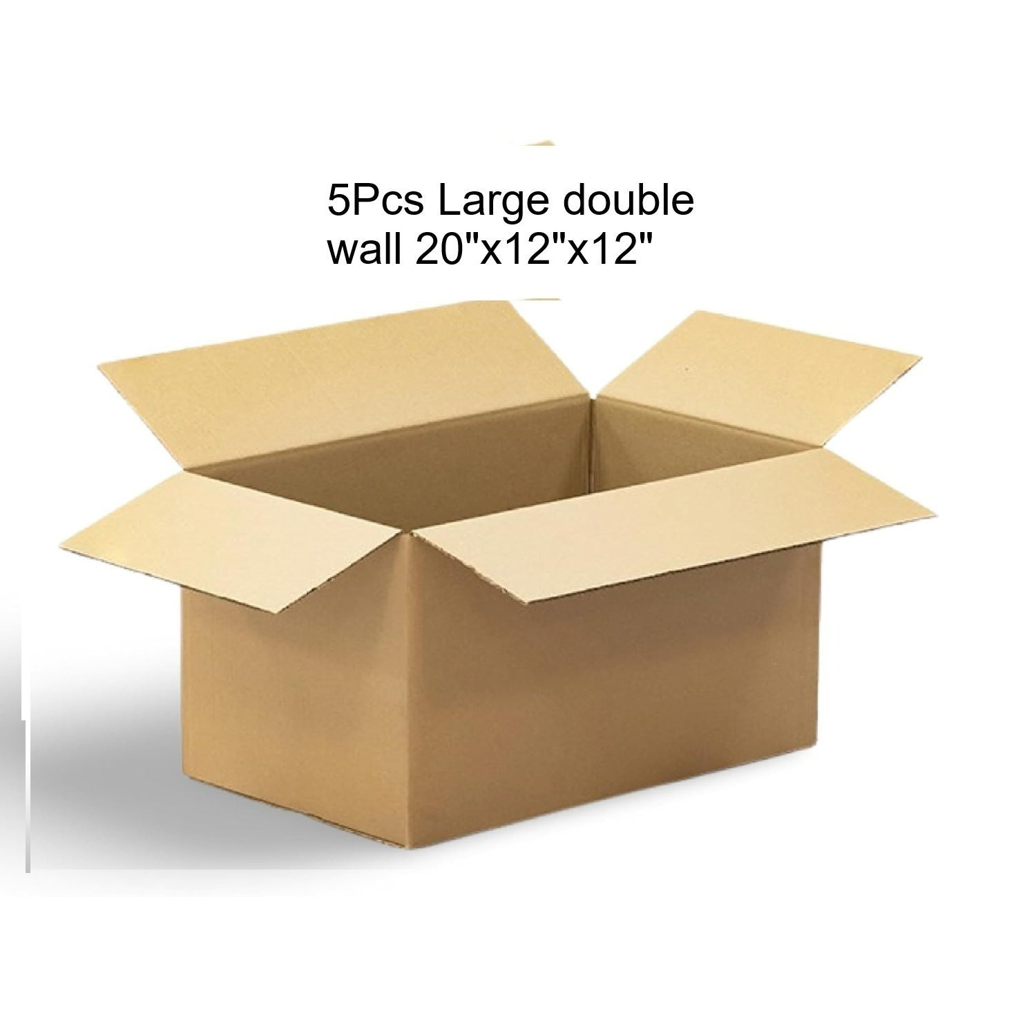 TEMU 20x12x12" Strong Heavy Duty Double Wall Cardboard Boxes Ideal For House Moving, Packing & Shipping Items Set Of 5