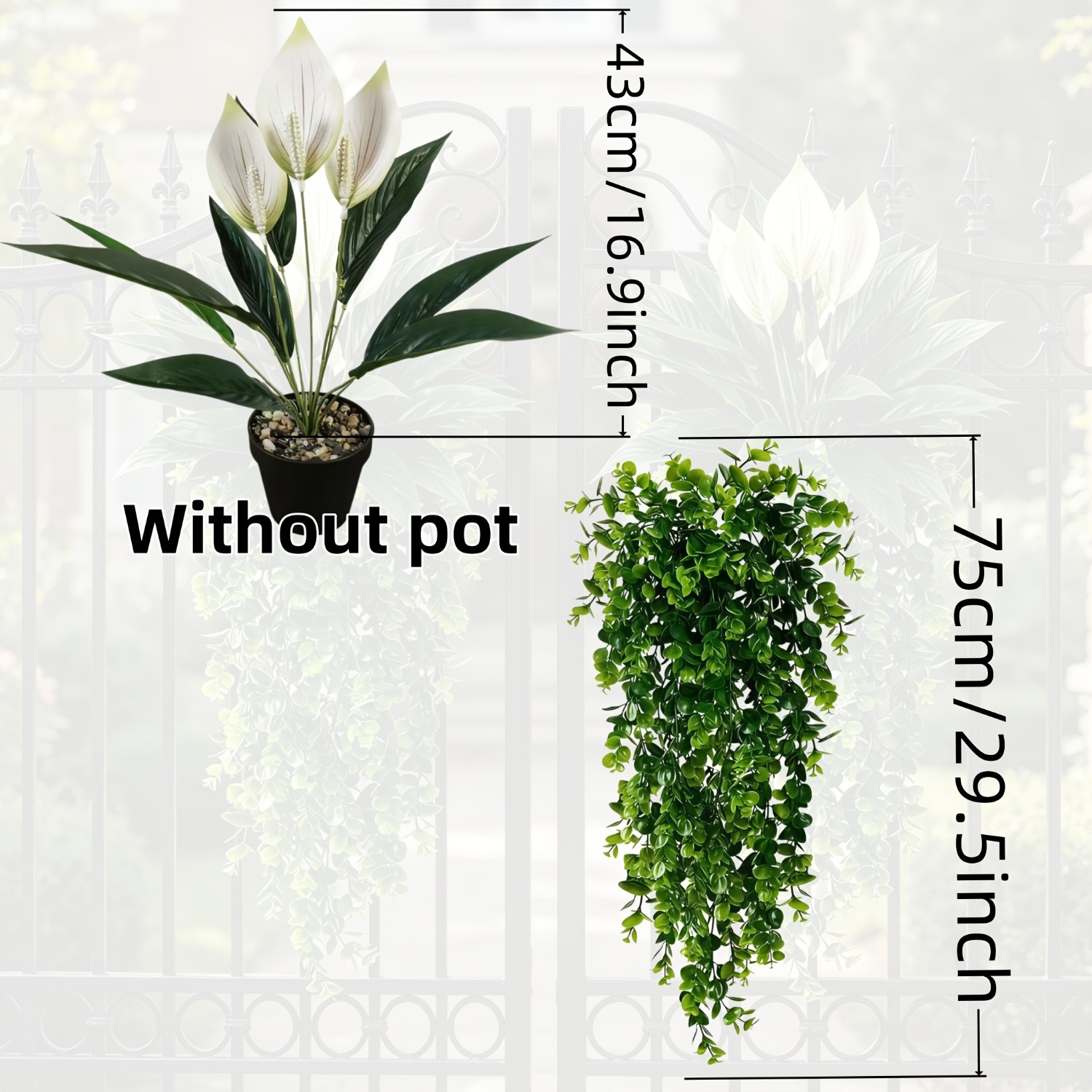 TEMU 4pcs Set Of Wall Hanging Greenery, With Hanging Eucalyptus Vine And Flowers. Suitable For Indoor Outdoor, Home, Garden, Porch, Fence And Wall
