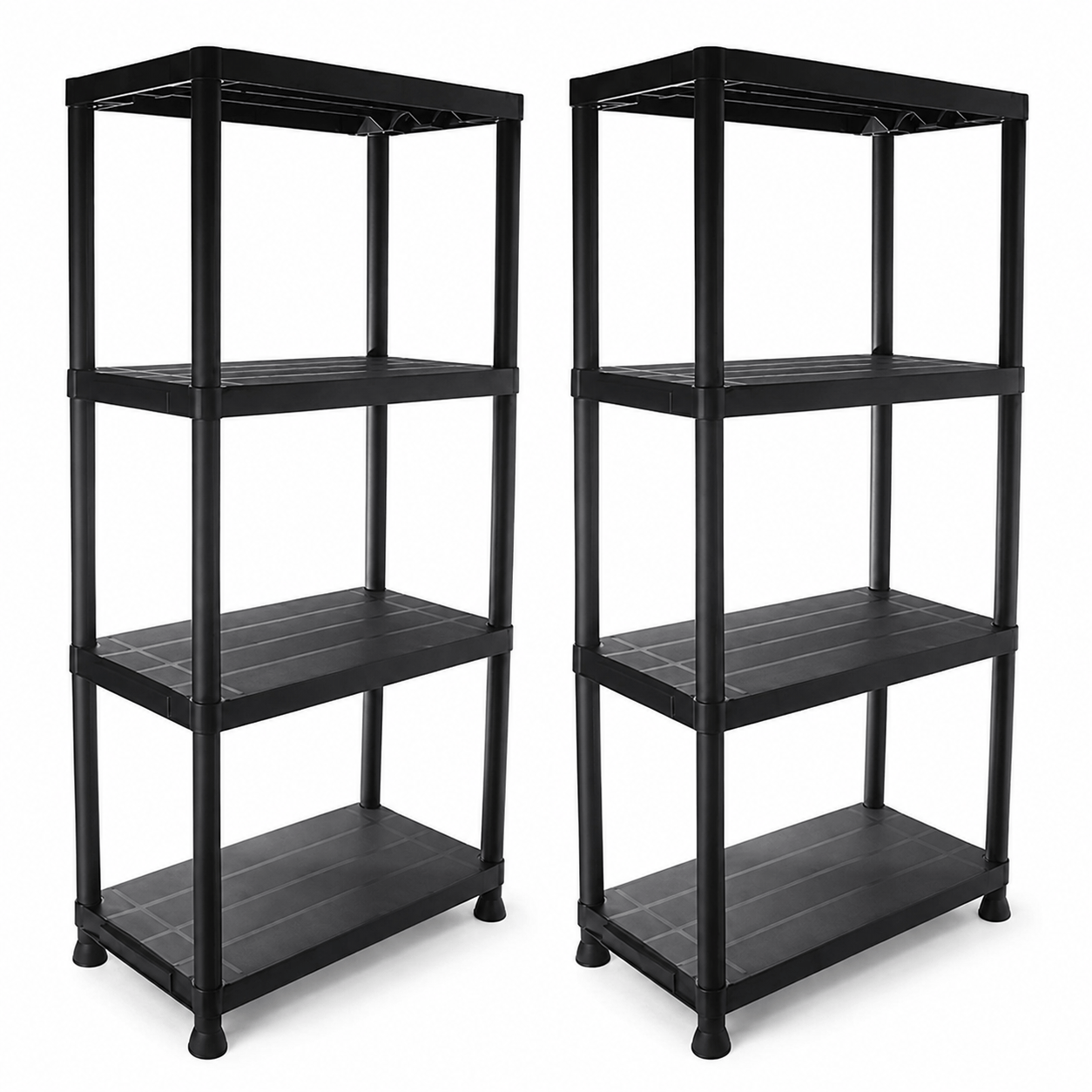 TEMU 4 Tier Plastic Shelving Units, Pack Of 2 Freestanding Storage Racks For Home, Garage, Shed, Utility Room & Office, Black