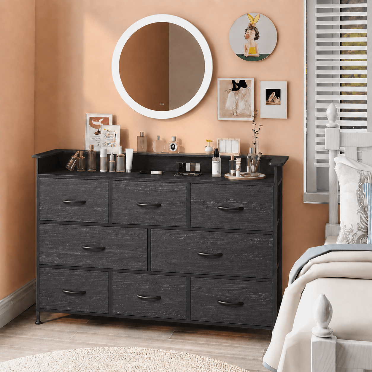 Image of 8-drawer Dresser For Bedroom, Storage Chest Of Drawers For Entryway, Closet, Living Room And Hallway, Sturdy , Wooden Top And Easy-pull Handles