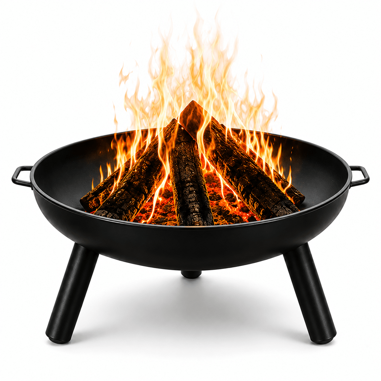 Fire Bowl Made Of Lacquered Iron, Fire Pit Ø 60 Cm For Campfires In The Garden Or On With 2 Carrying Handles