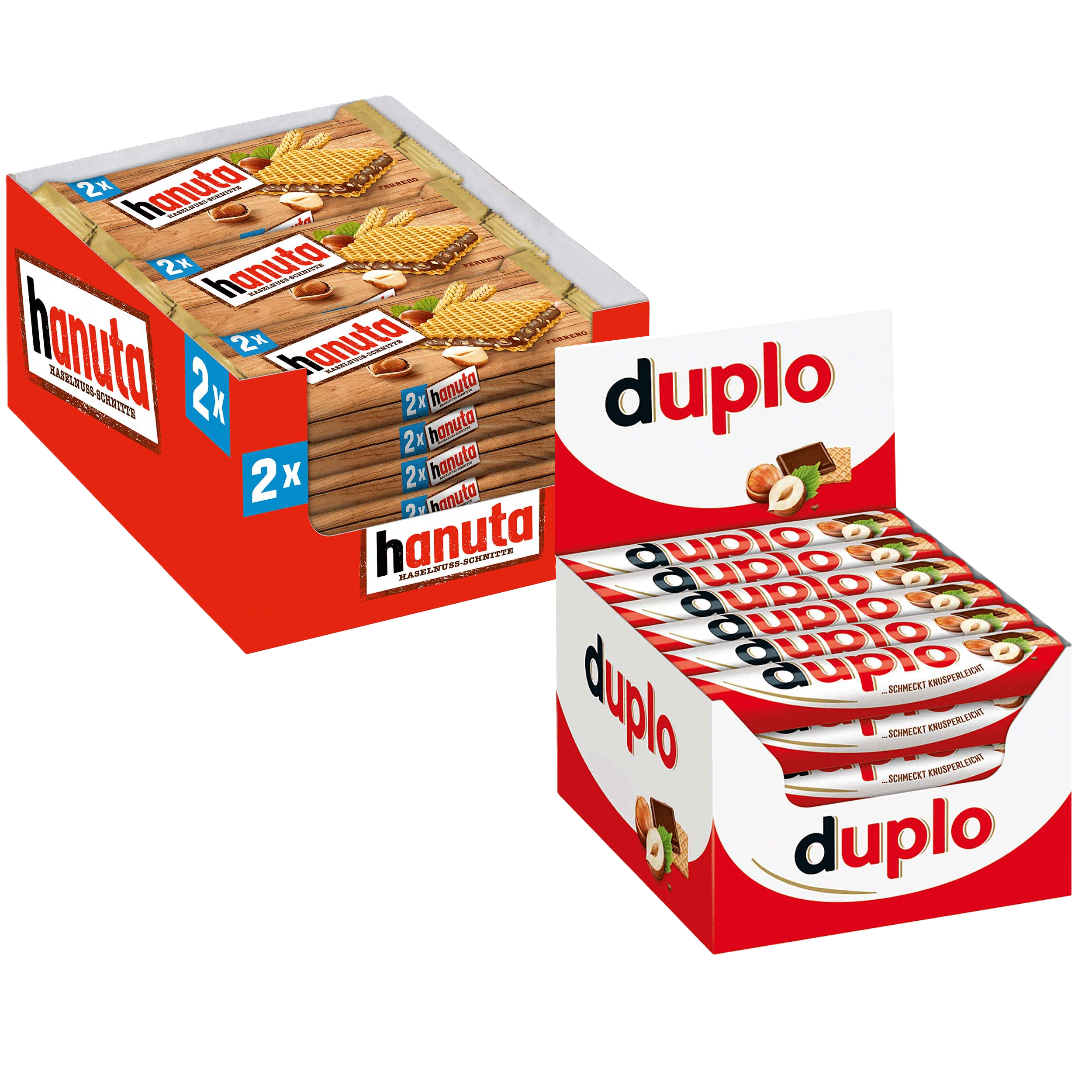 Ferrero Duplo Chocolate Bars 40-pack (content: 40 X 18.2g) And Hanuta (content: 18 X 44g)