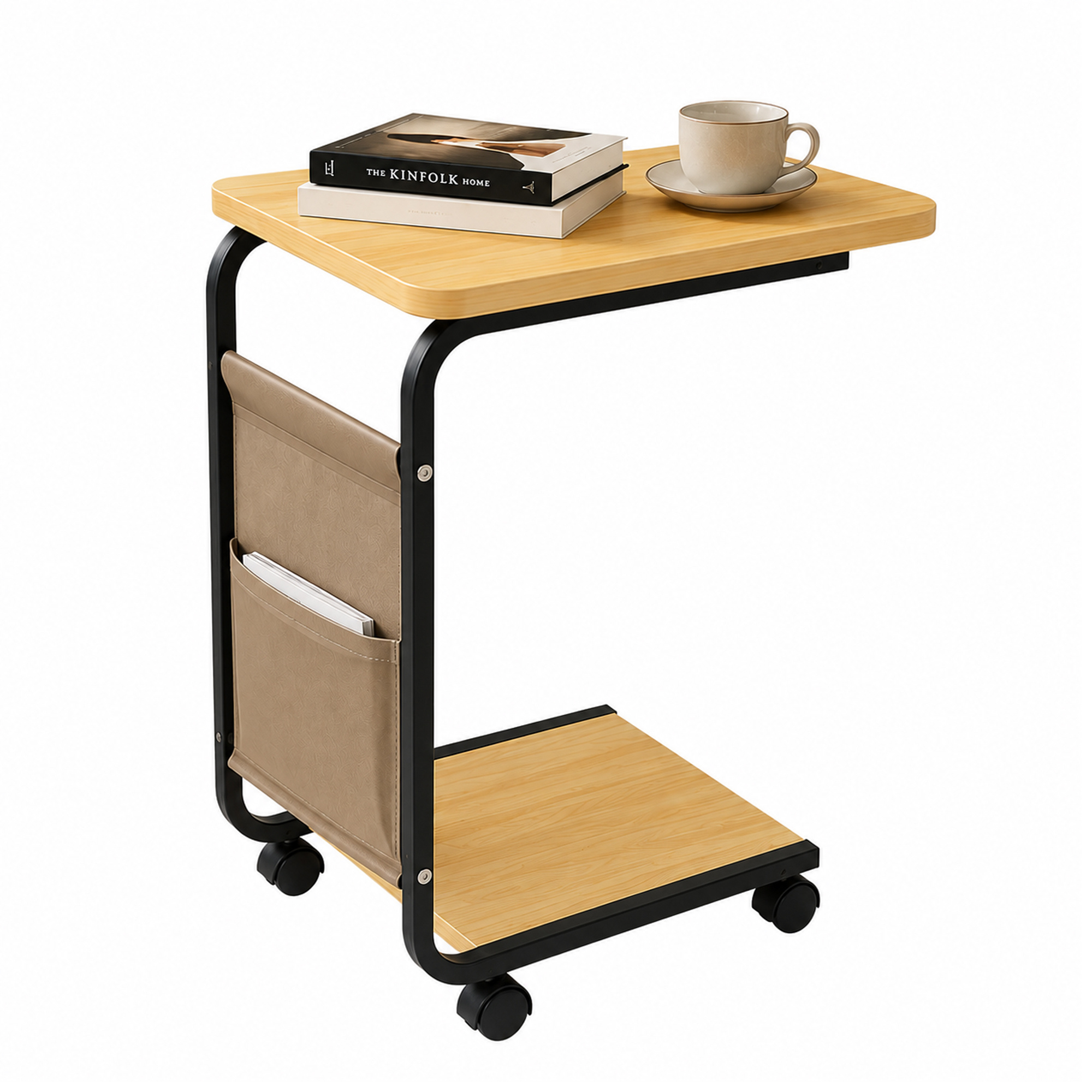 TEMU Mesa Auxiliar para Sofá y Cama de C 60x40x30cm Home | Se Fácilmente el Sofá, el Sillón o la Cama | Ruedas Giratorias de 360° con de Freno |