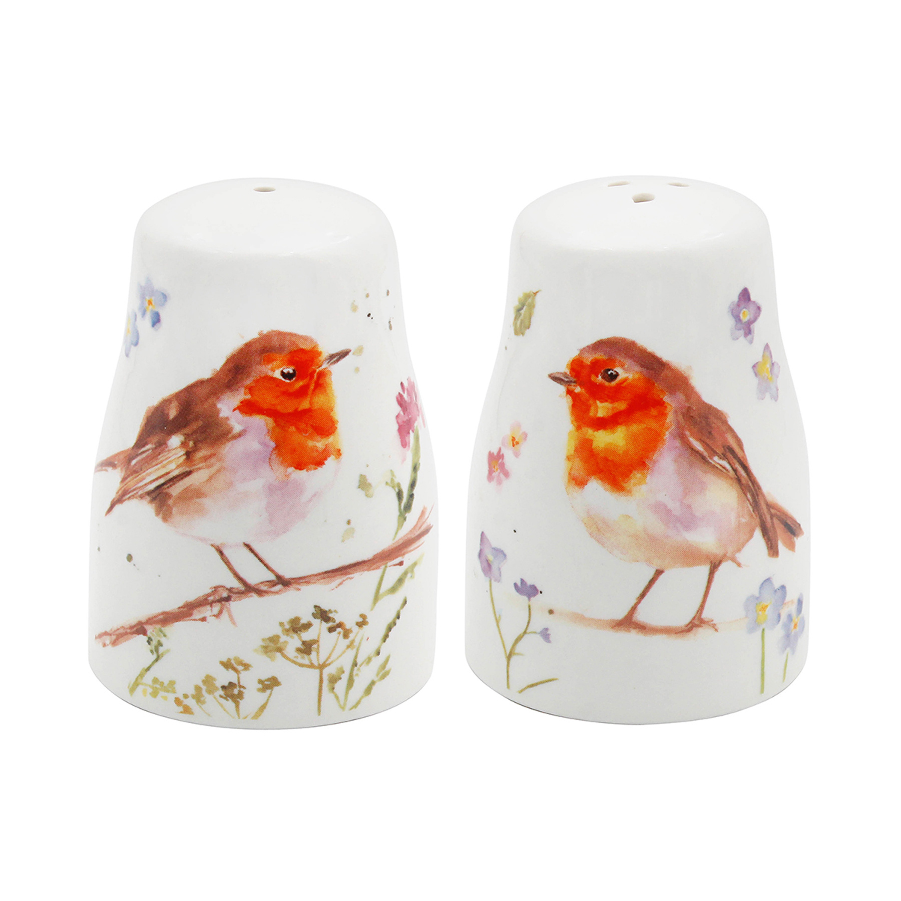TEMU Cruet Set Salt And Pepper Pots Everyday Or Christmas Tableware In Matching Gift Box - Robin Design