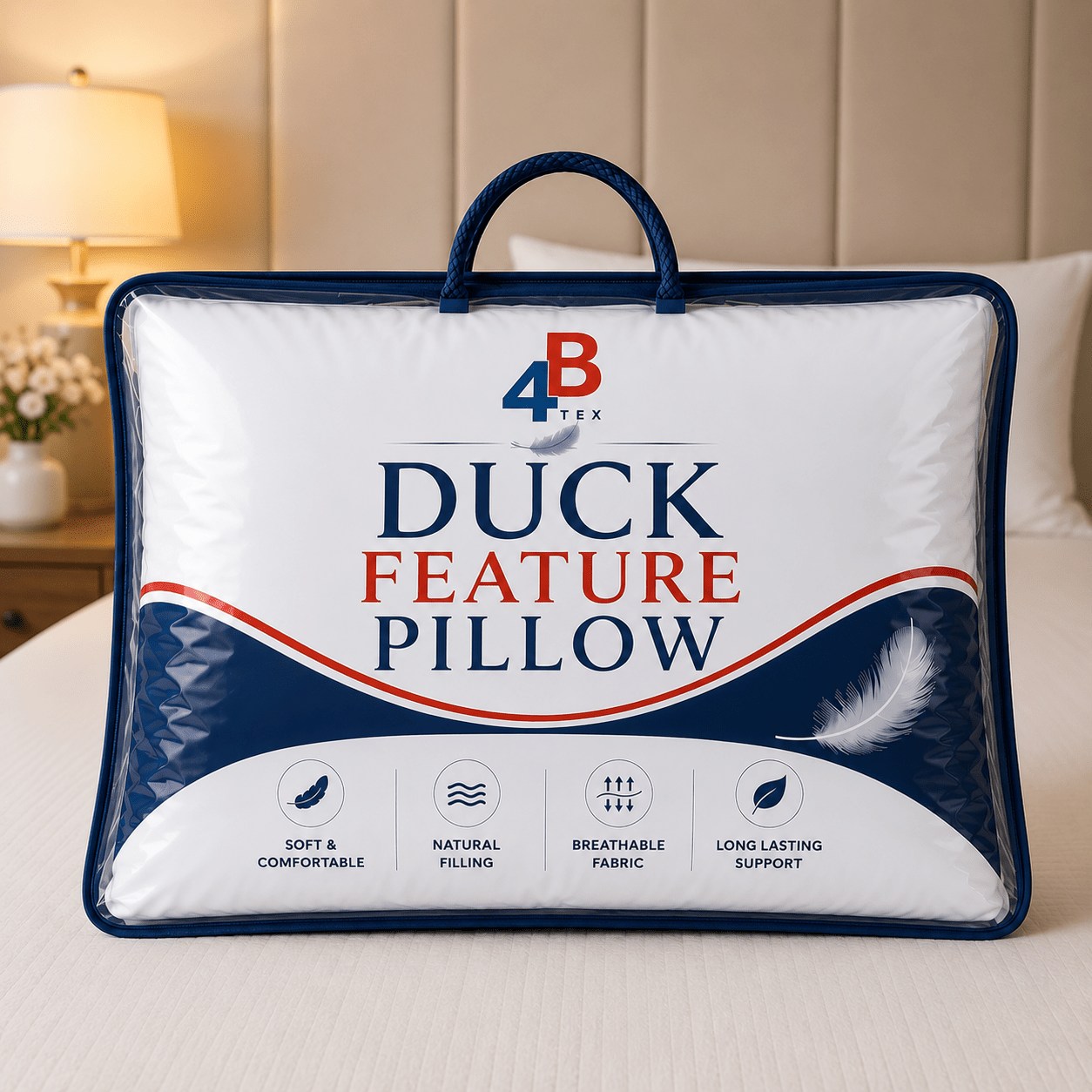 TEMU 4b Pack Of Feature Pillows Feather Filled Bed Pillow Set For Single Double King And Super King Beds