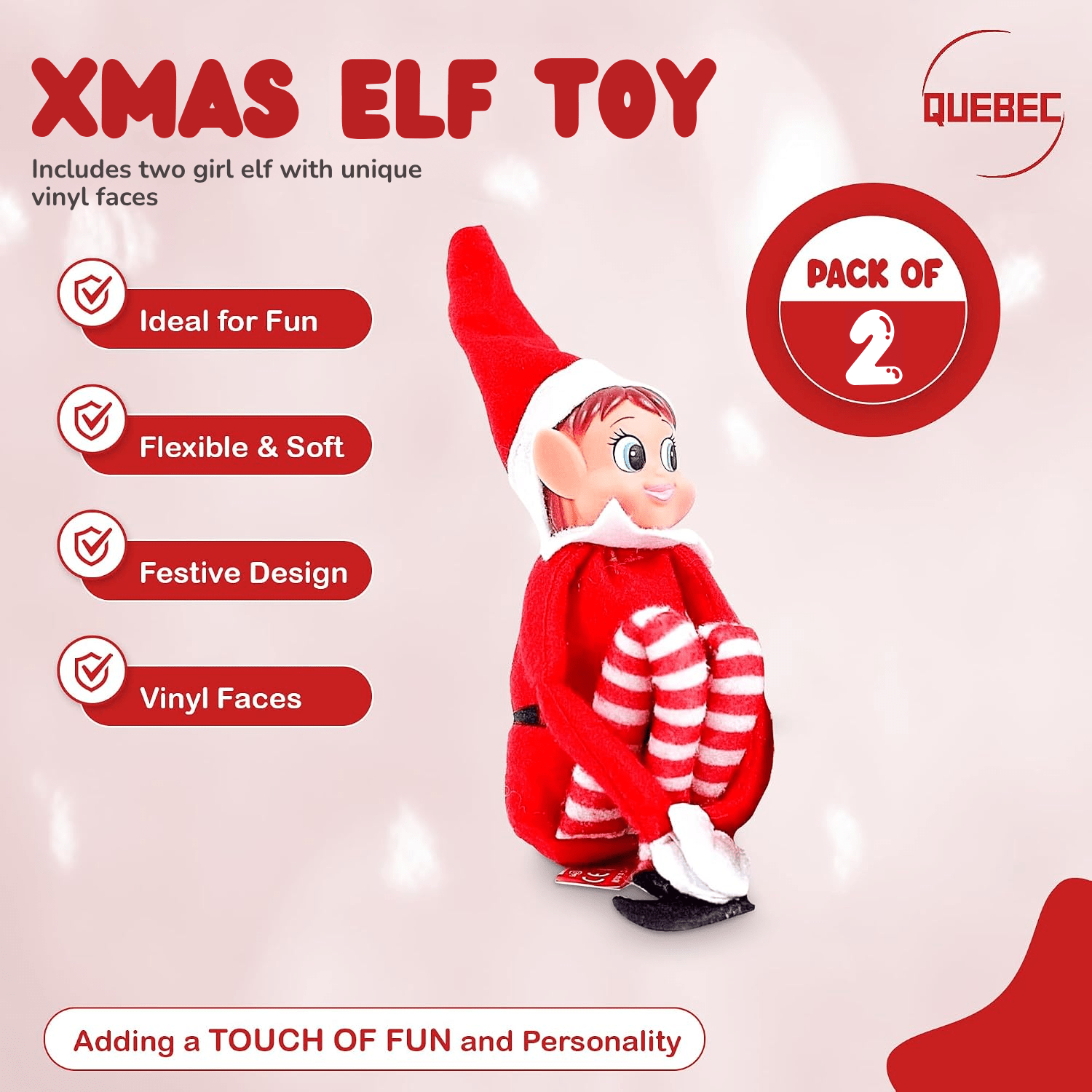 Christmas Elf Girl 2 Pack, Soft Body Toy