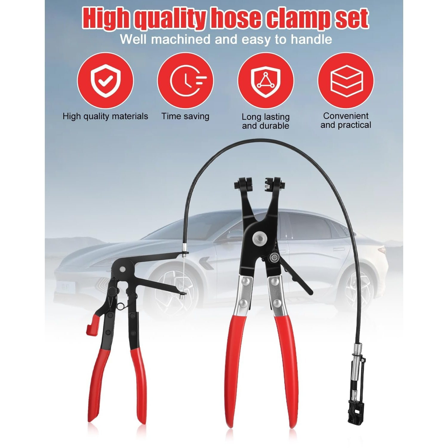 Image of 3‑piece Hose Clamp Pliers Set, Lockable Ratchet Hose Pliers For Automotive Repair Work