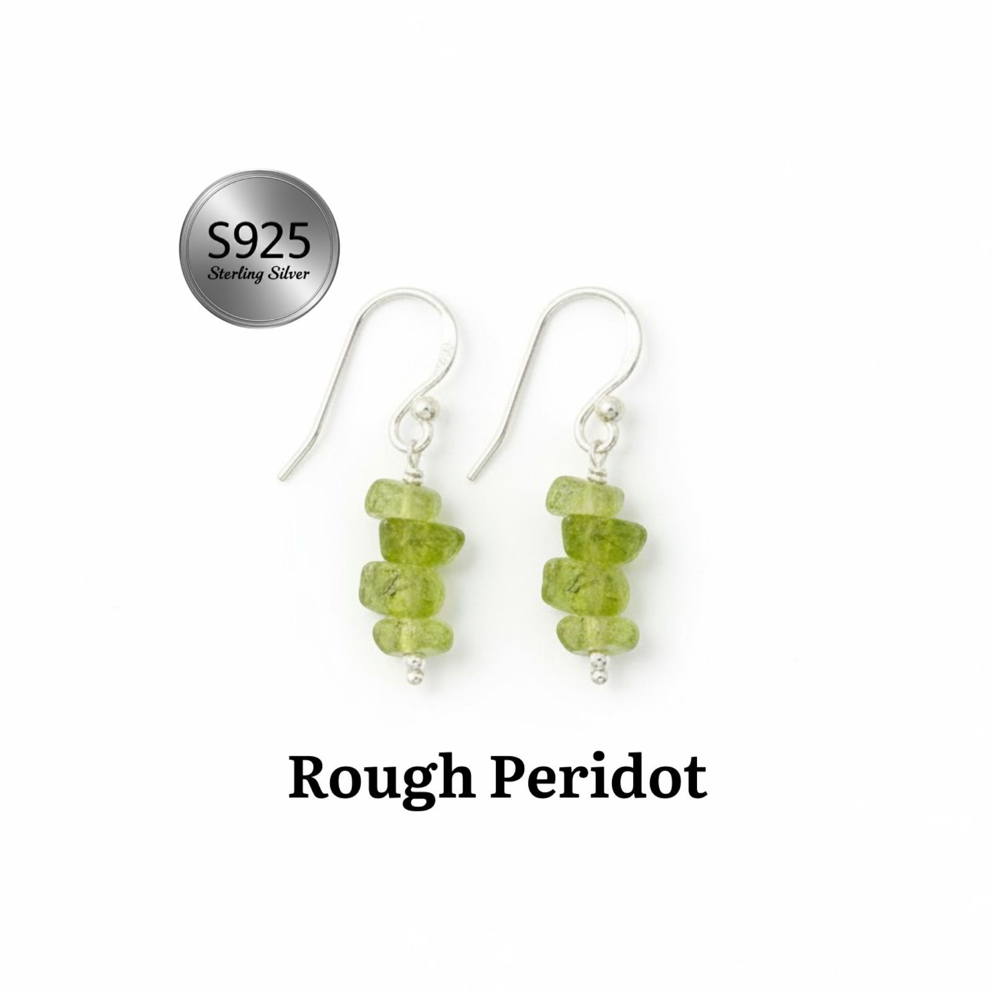 Women's 925 Sterling Silver Natural Rough Gemstone Dangle Earrings