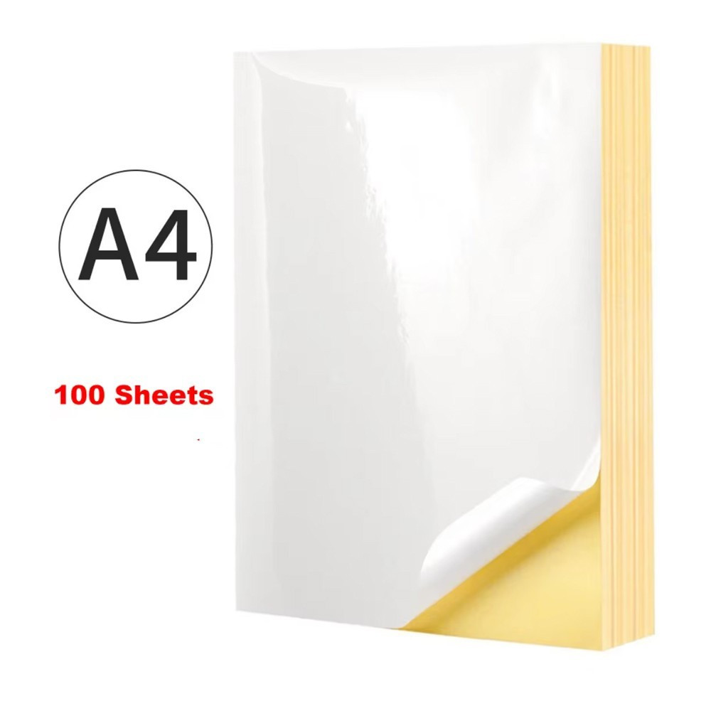Image of A4 Label Stickers, A4 White Blank Printing Paper, Suitable For Laser And Inkjet Printers, Matte Full Sheet Self-adhesive Label Paper With 100 Sheets 297x210mm