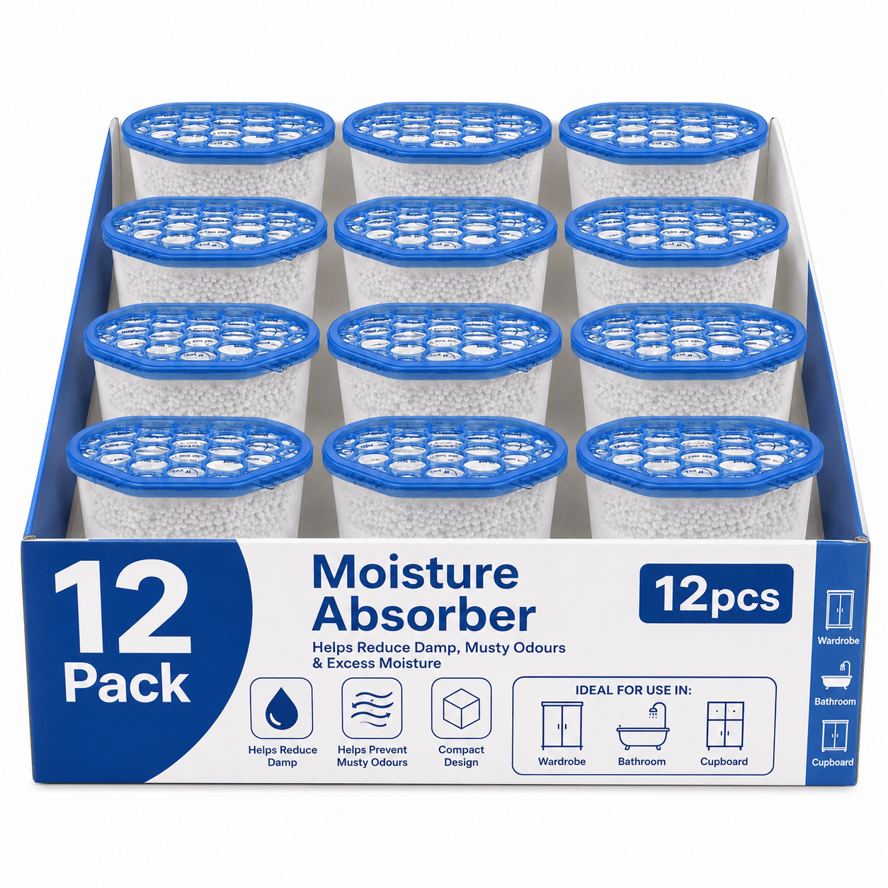 TEMU 12pcs Interior Dehumidifier Moisture Absorber Pack For Wardrobes Cupboards Bathrooms Bedrooms Kitchens And Storage Areas