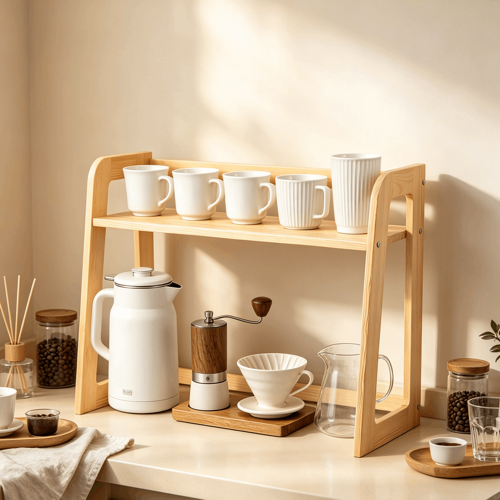 TEMU Multi-functional Kitchen Storage Rack, 2-tier Coffee Bar Organizer, Microwave Cooker Organizer, Countertop Multi-tier Appliance Storage Rack,
