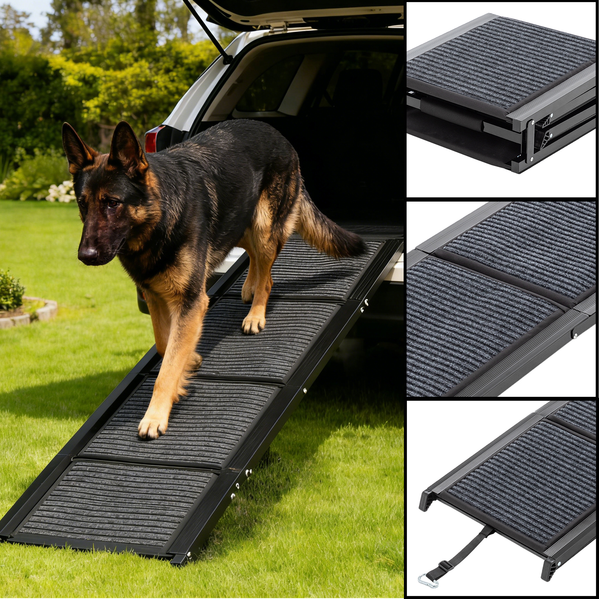 180cm Foldable Non-slip Pet Ramp For Cars, Trucks, Suvs | Portable Suv Ramp For All Breeds & Older Dogs | To Use, , Ramps For Dogs, Dog Aids For High Beds With Railings Up To 110kg