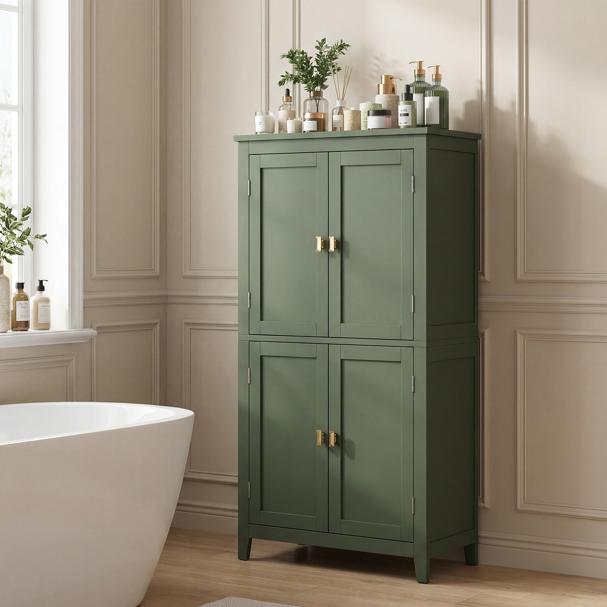 TEMU Bathroom Cabinet, Kitchen Cabinet, Storage Cabinet With And Adjustable Shelves, 30 X 60 X 110 Cm
