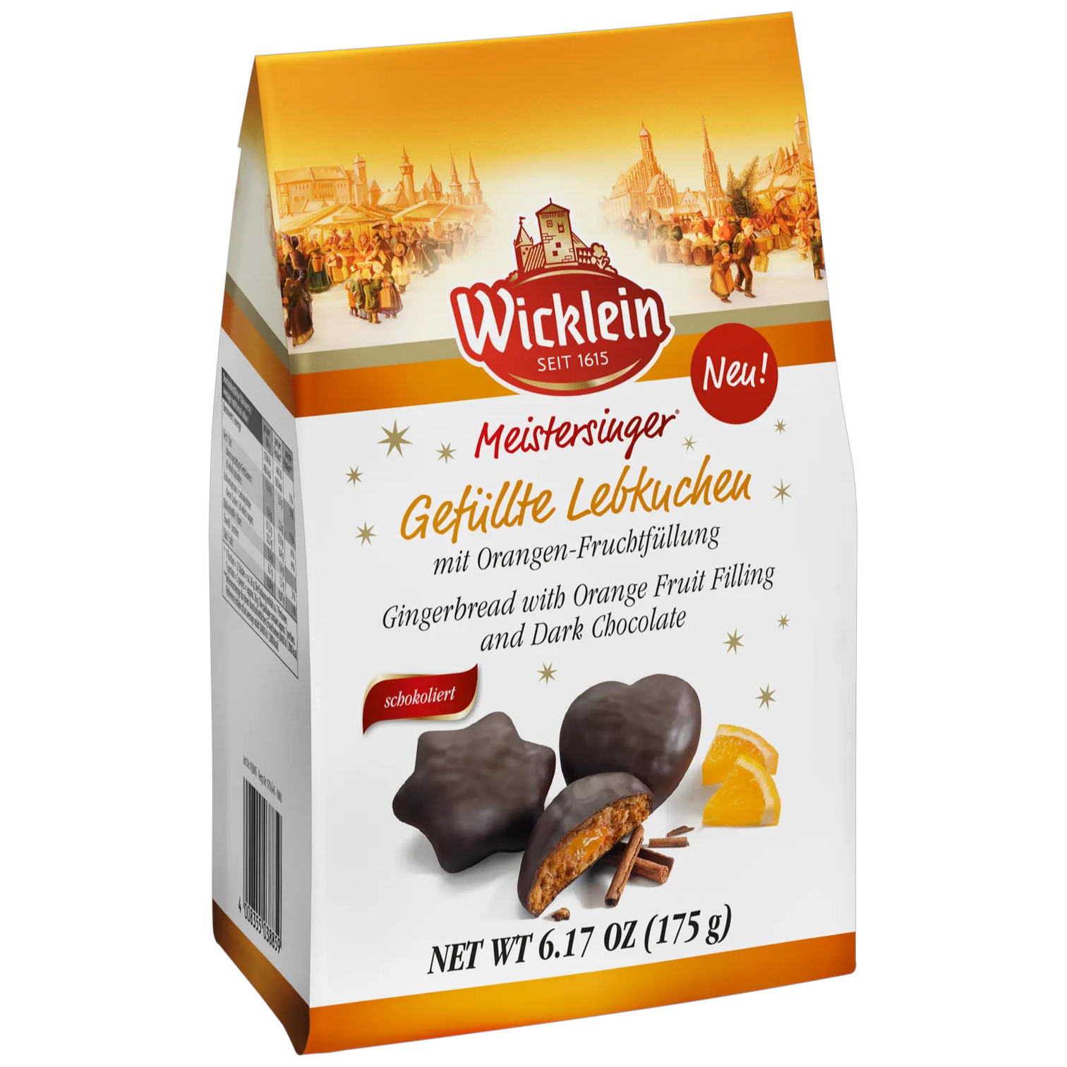 Image of Wicklein Gingerbread With Orange Fruit Filling 175g Christmas Printen